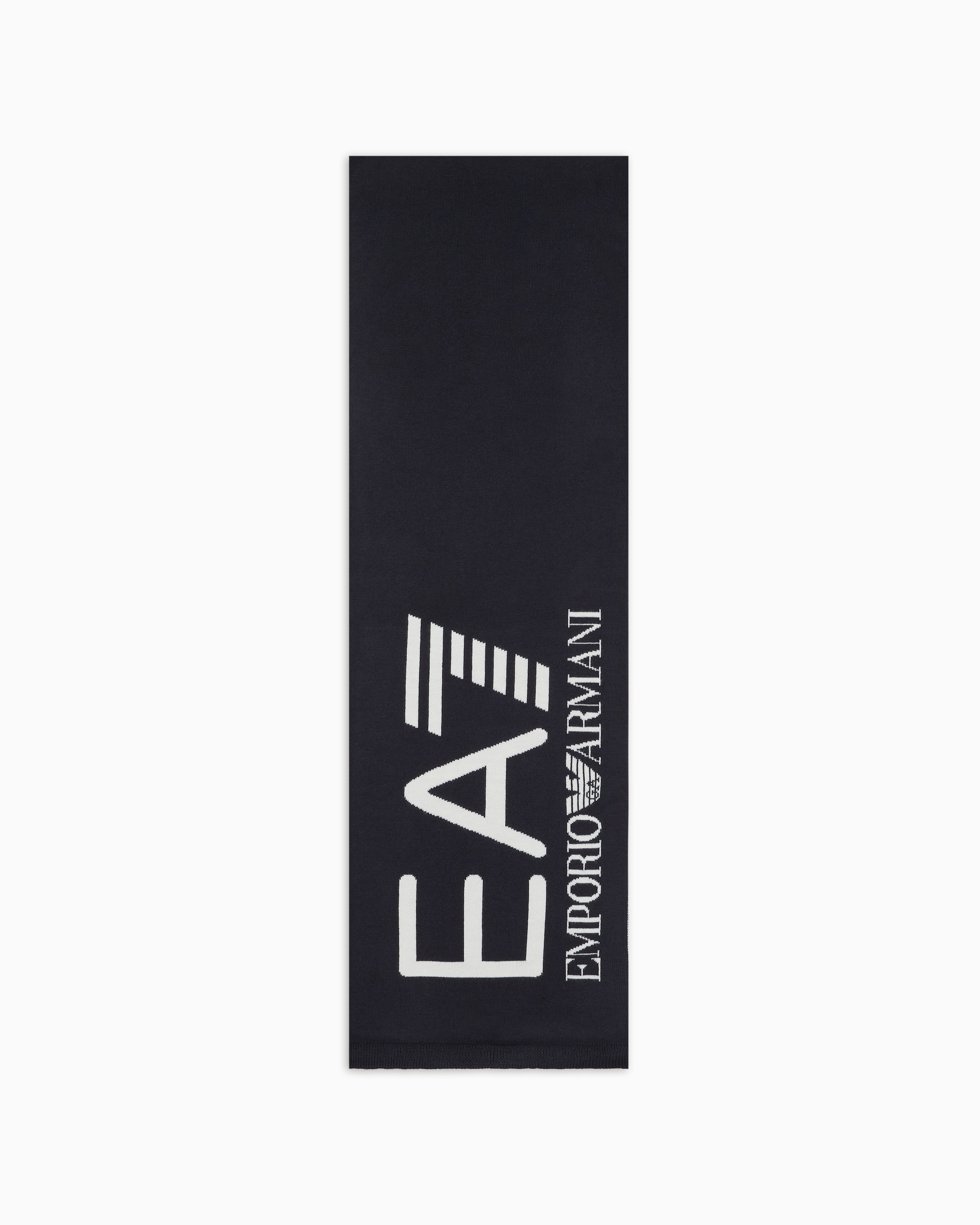 Ea7 Visibility Scarf With Oversized Logo In Navy Blue