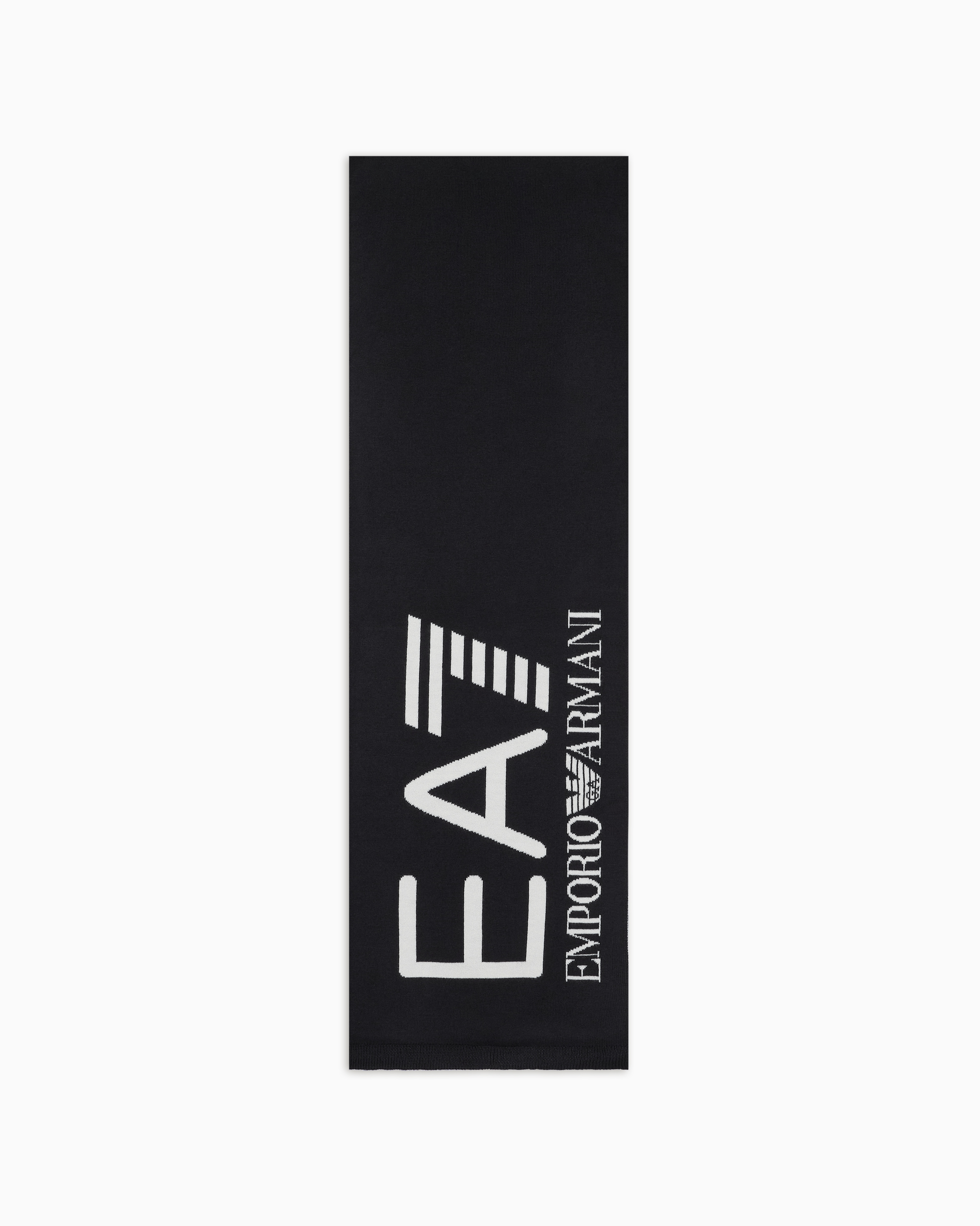 Ea7 Visibility Scarf With Oversized Logo In Black