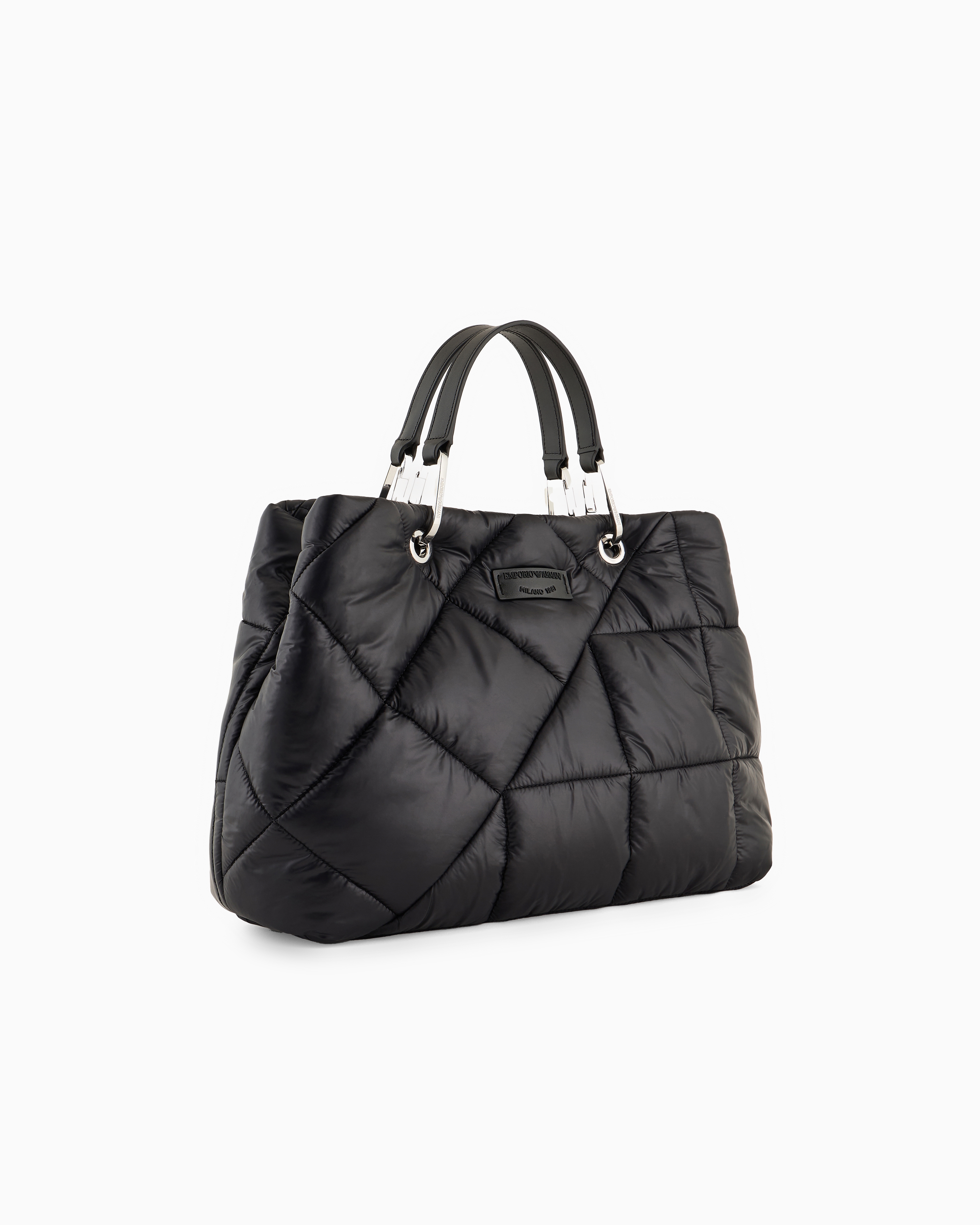 Shop Emporio Armani Medium Myea Shopper Bag In Quilted Nylon In Noir