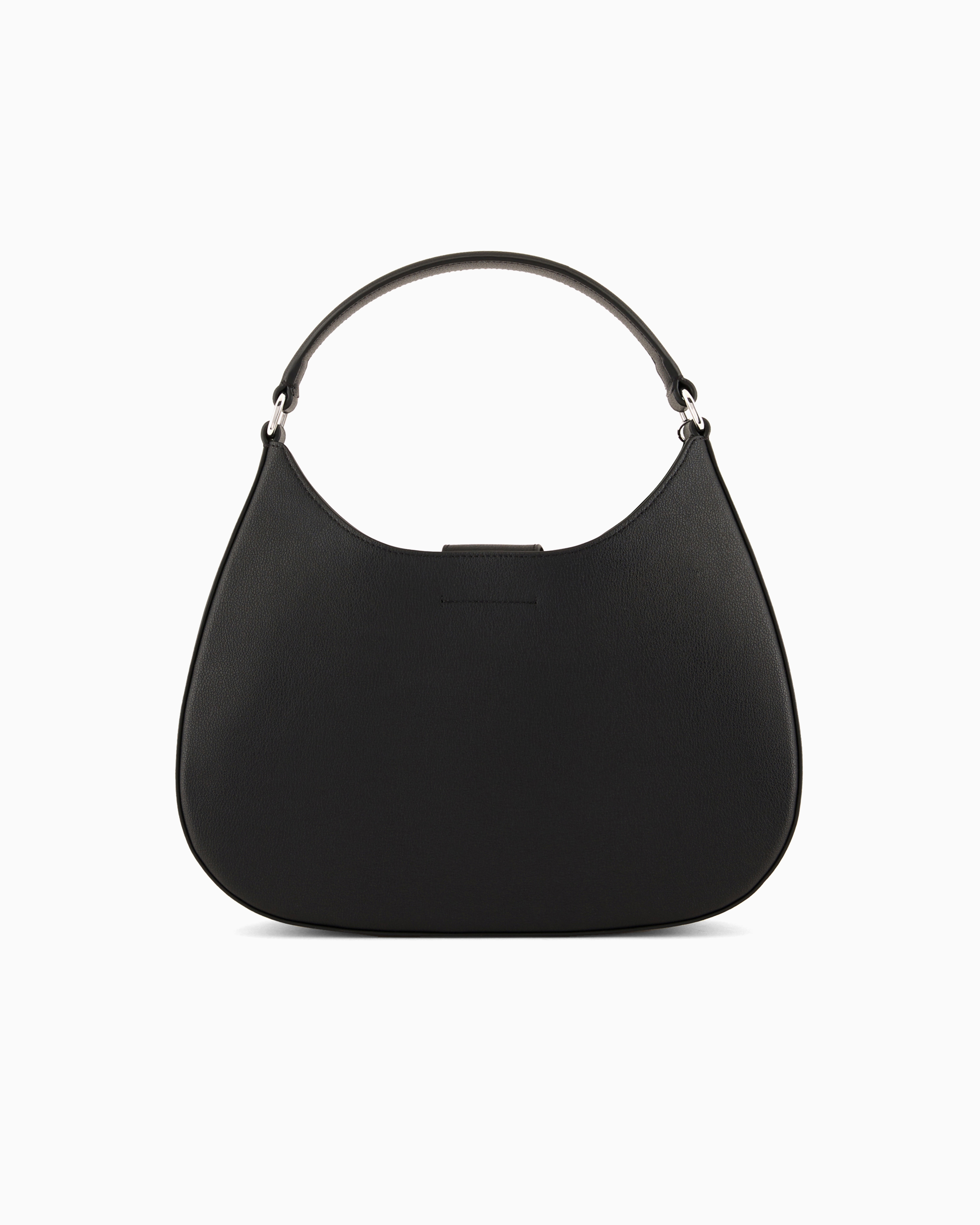 Emporio Armani Official Store Armani Sustainability Values Micro-grain Recycled Leather Hobo Bag In Black