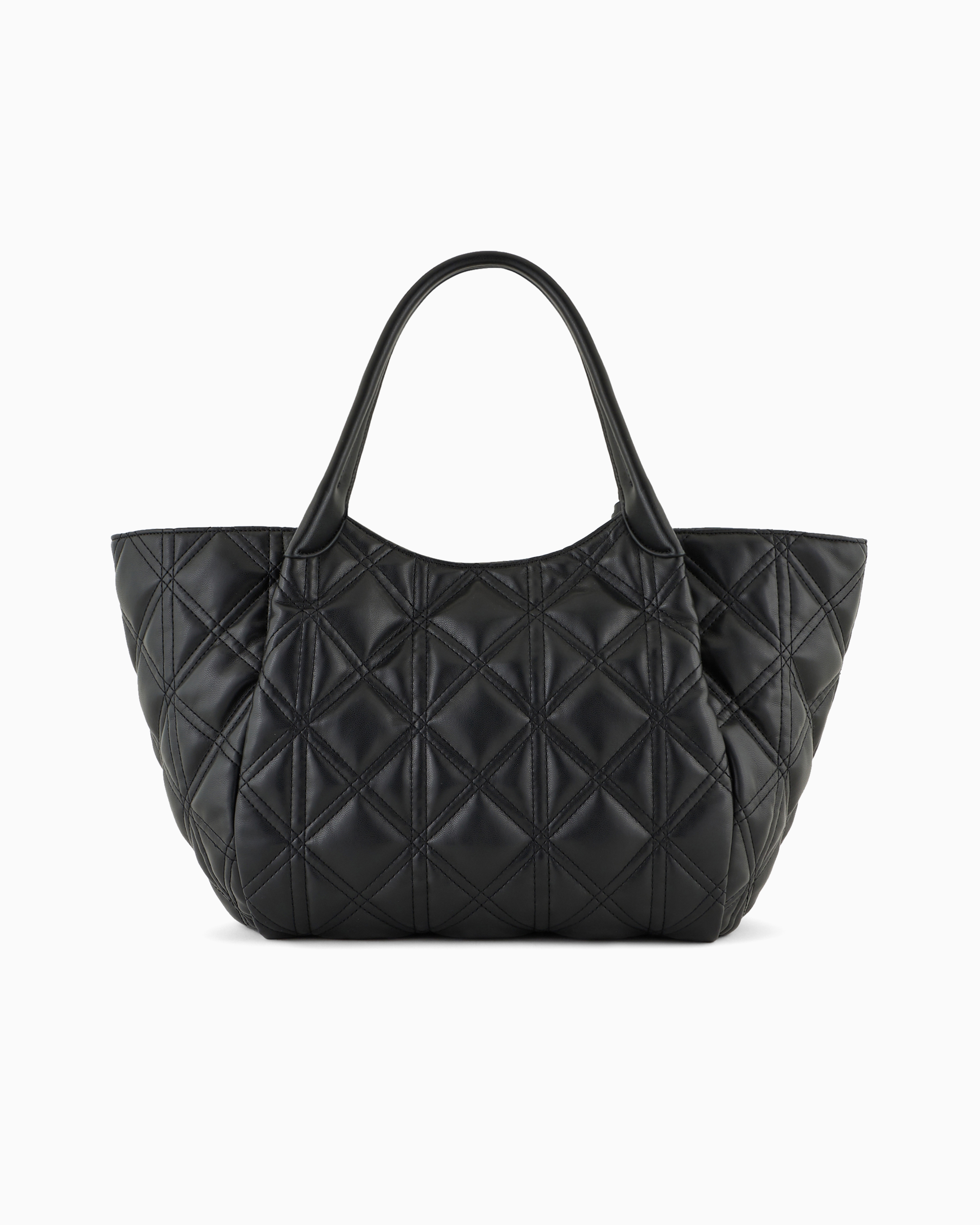 Emporio Armani Quilted Nappa Leather-effect Shopper Bag In Noir À Logo