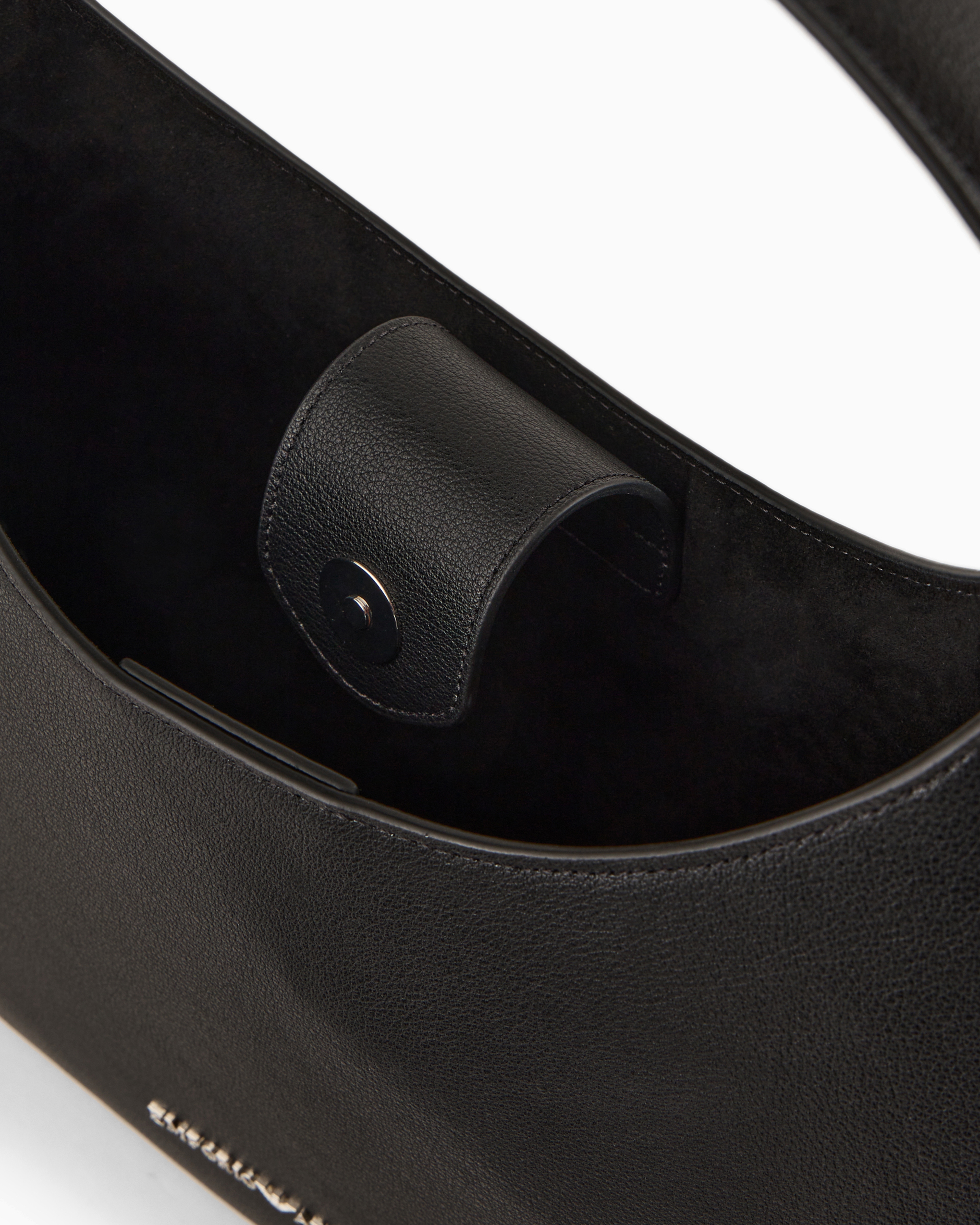 Emporio Armani Official Store Armani Sustainability Values Micro-grain Recycled Leather Hobo Bag In Black