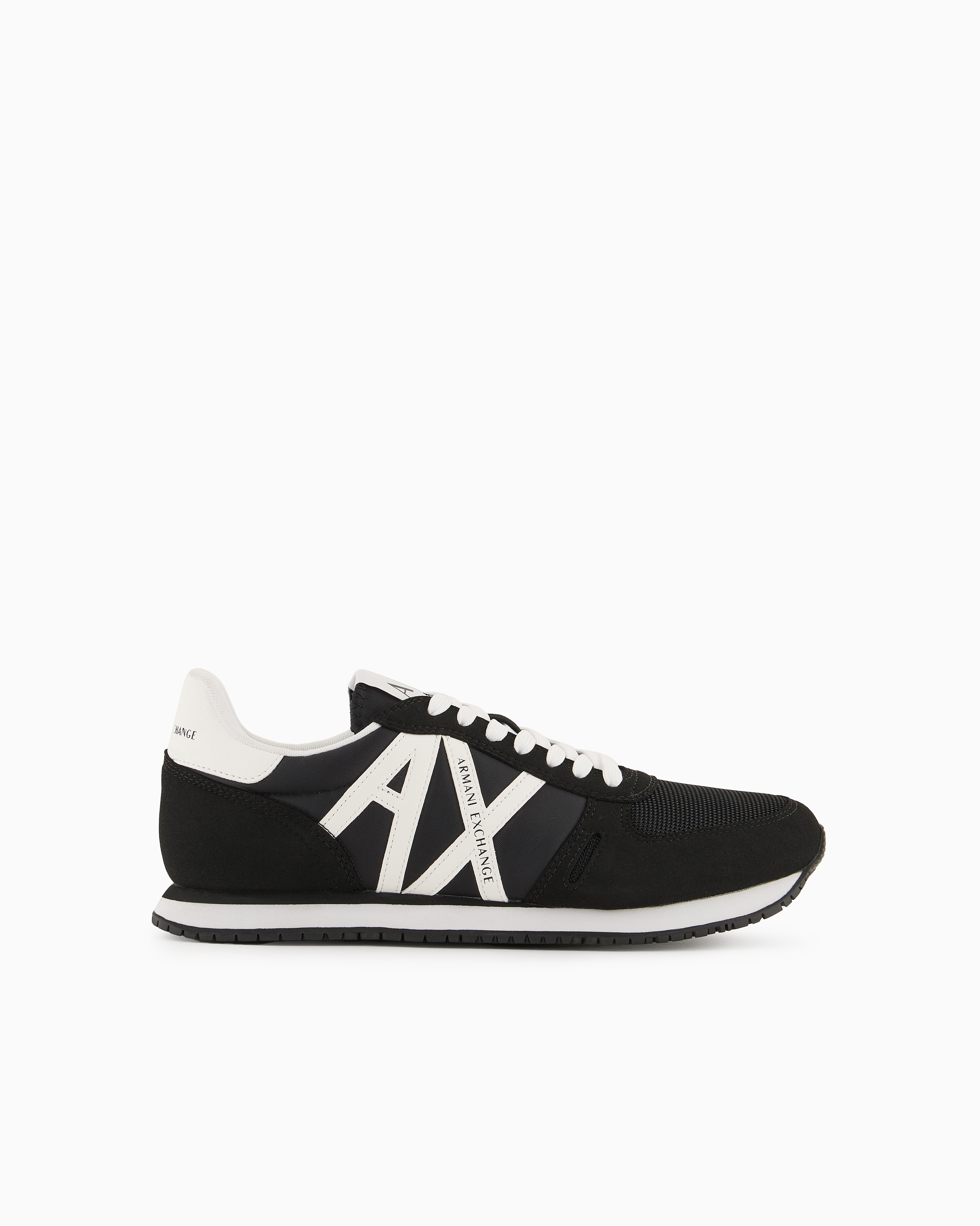 Armani Exchange Sneakers In Eco-suede, Mesh And Nylon In Black