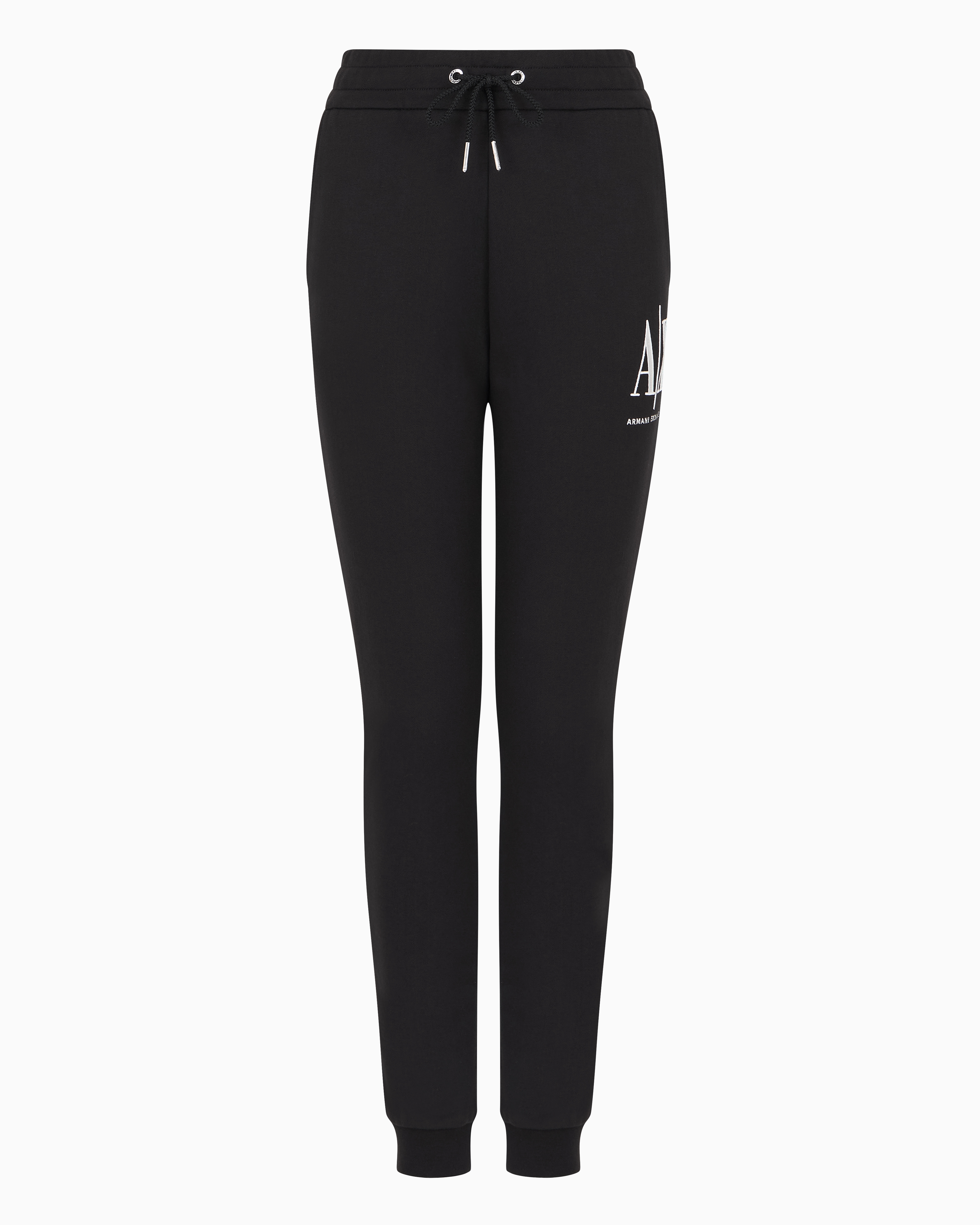 Shop Armani Exchange Soft Yarn Jogger Pants With Logo In Black