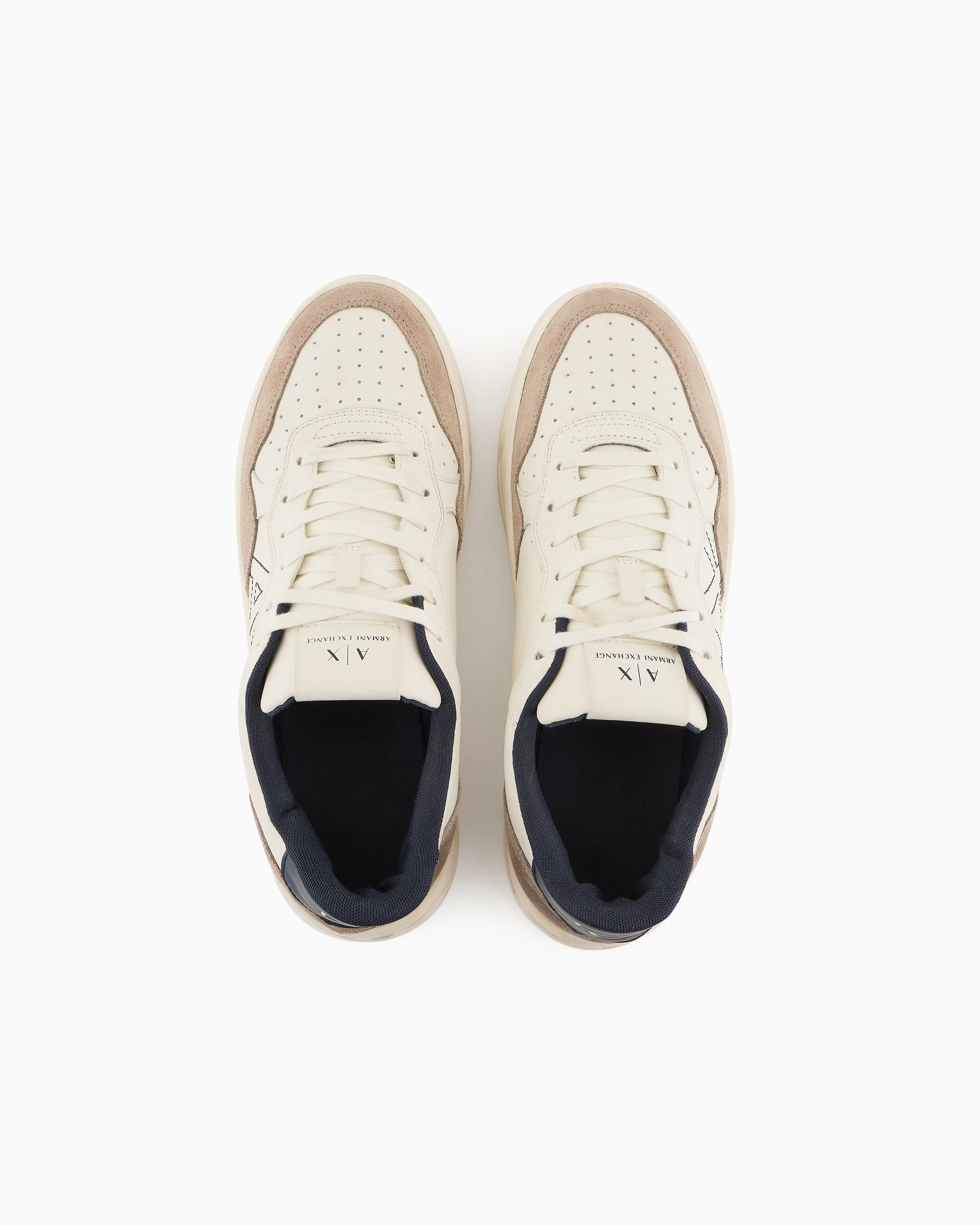 Shop Armani Exchange Sneakers With Logo In Beige