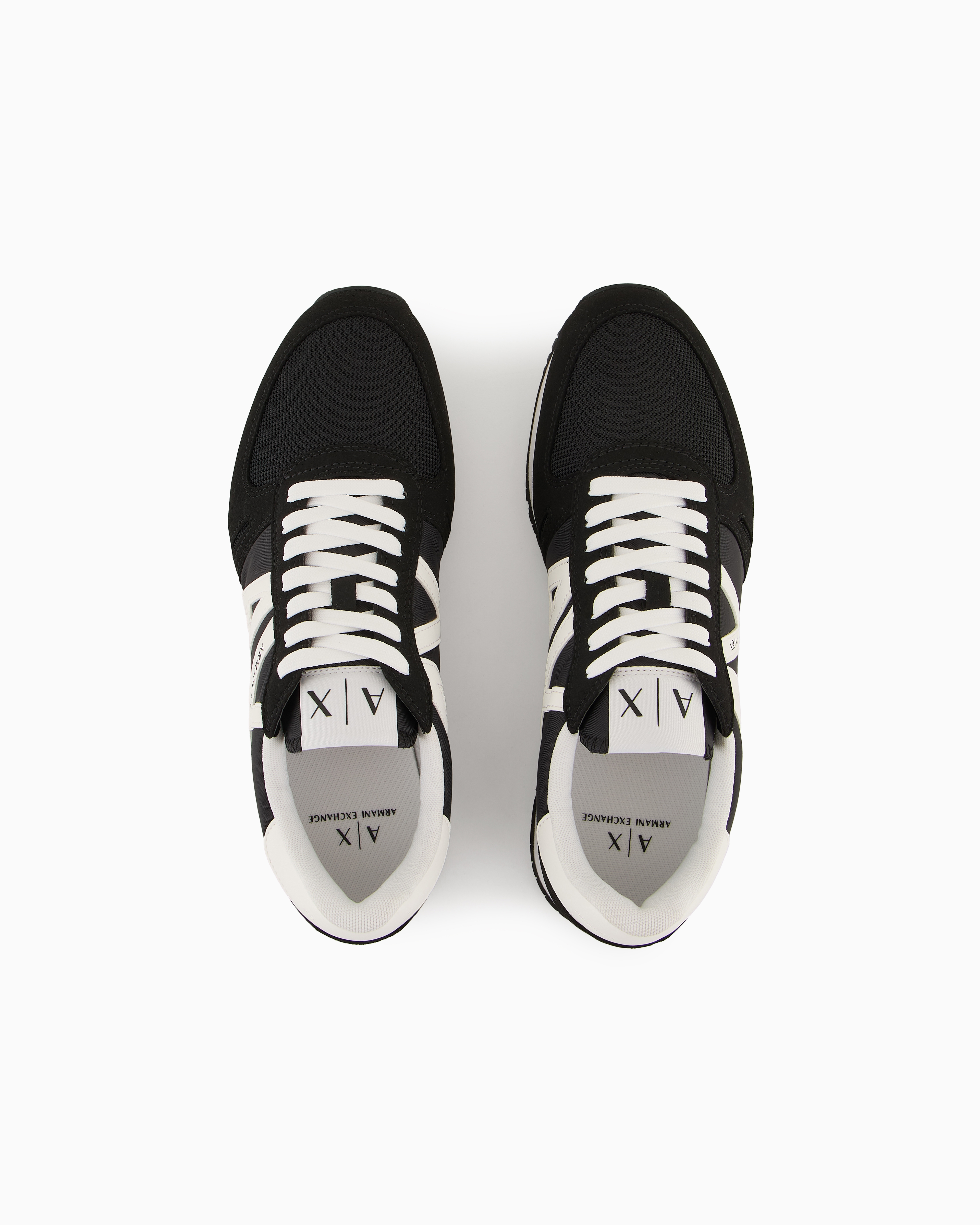 Armani Exchange Sneakers In Eco-suede, Mesh And Nylon In Black