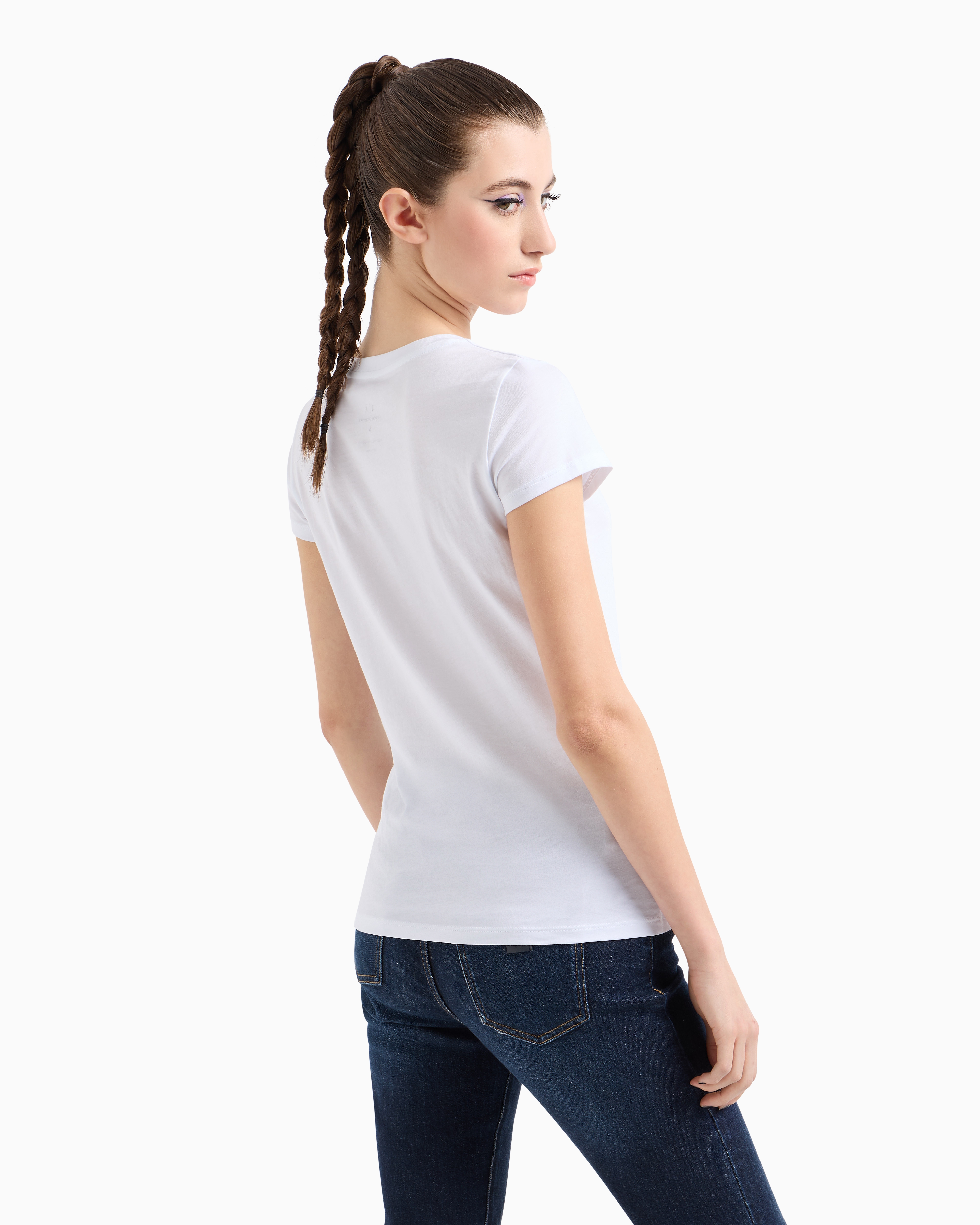 Armani Exchange Slim Fit T-shirt In Pima Cotton Jersey In White