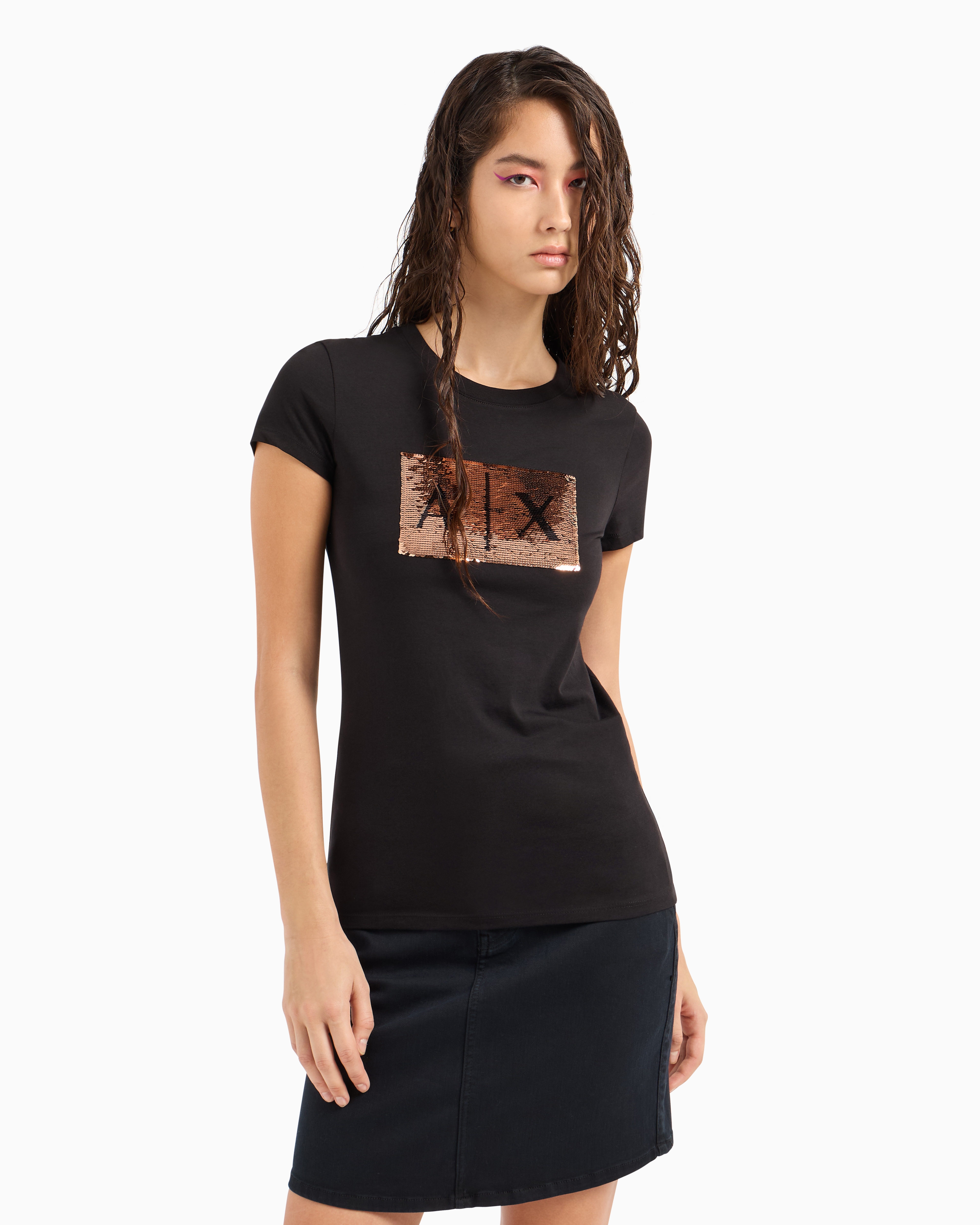 Armani Exchange T-shirt Woman Color Black In Black