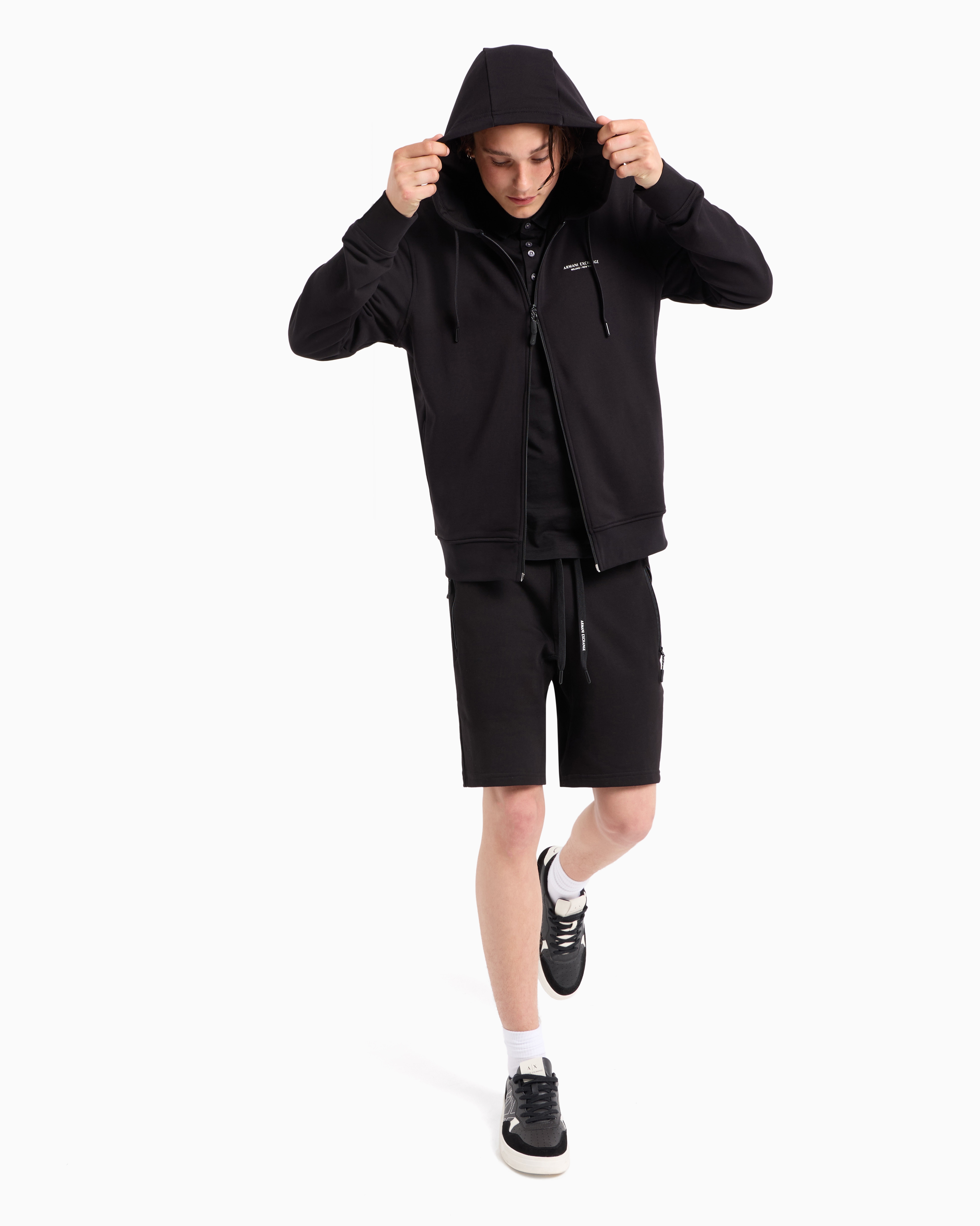 Armani Exchange French Terry Shorts In Black