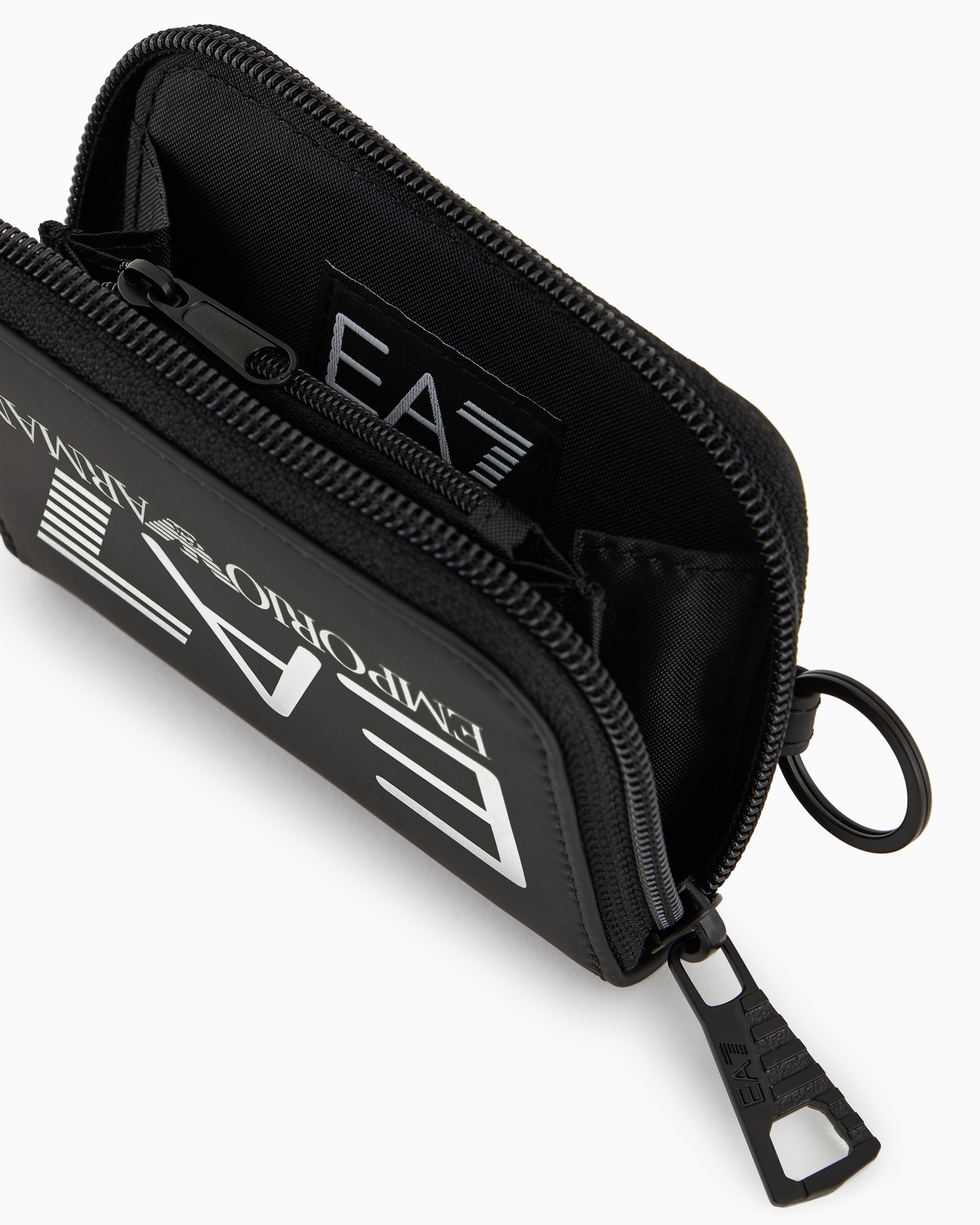 Emporio Armani Wallet With Wraparound Zip And Oversized Logo In Black