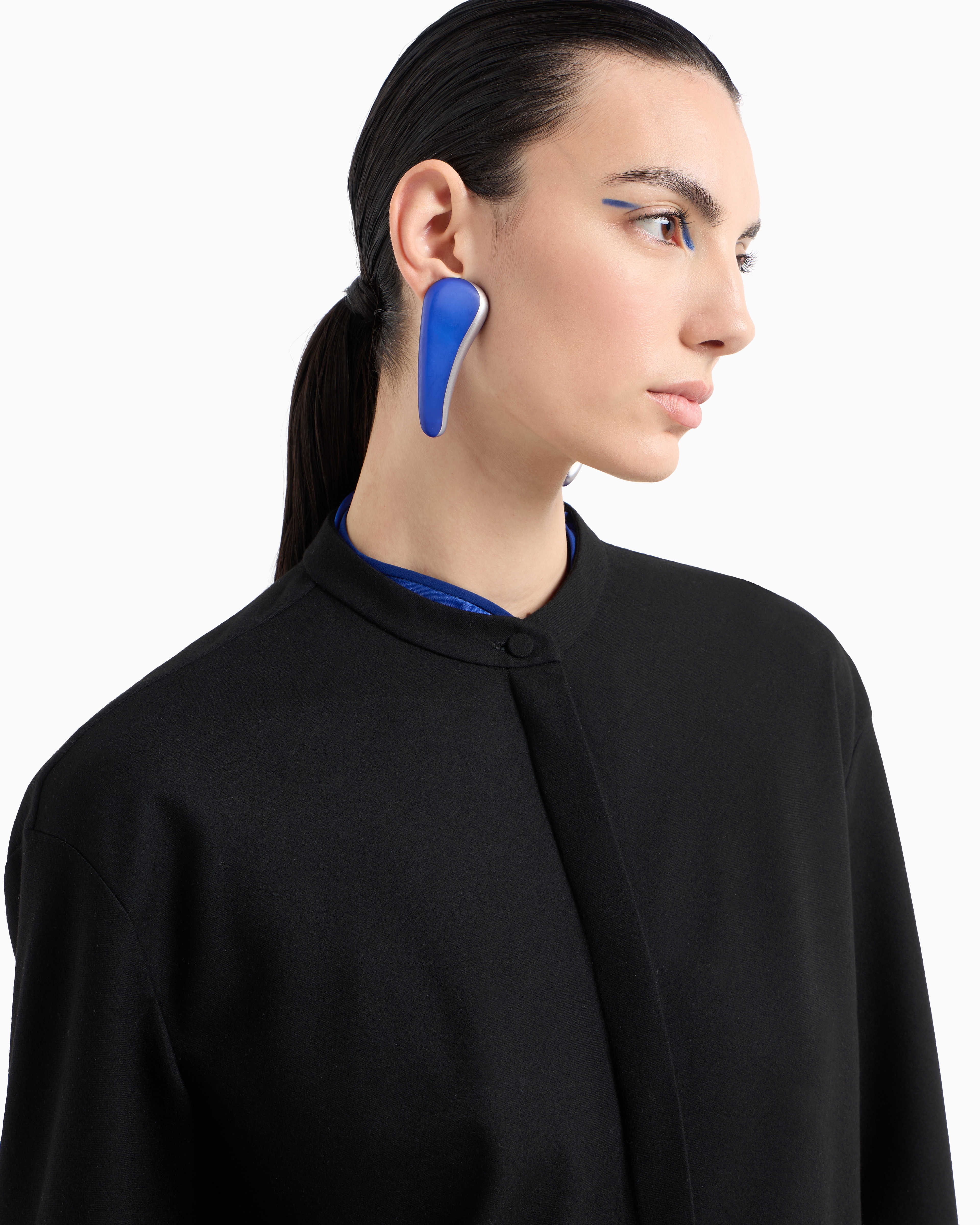 Giorgio Armani Mother-of-pearl Effect Clip-on Earrings In Blue