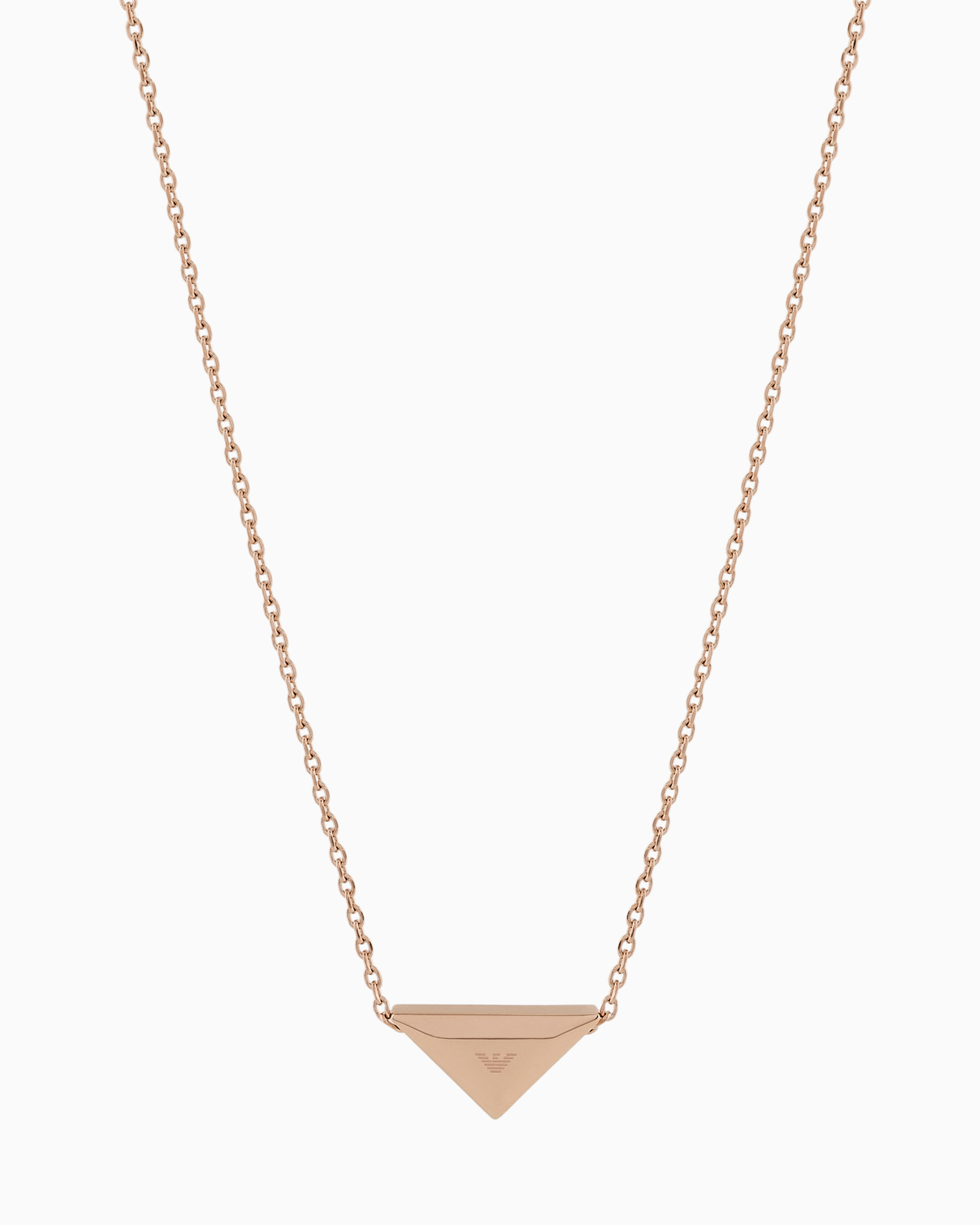 EMPORIO ARMANI ROSE GOLD-TONE STEEL PENDANT NECKLACE AND EARRINGS SET 