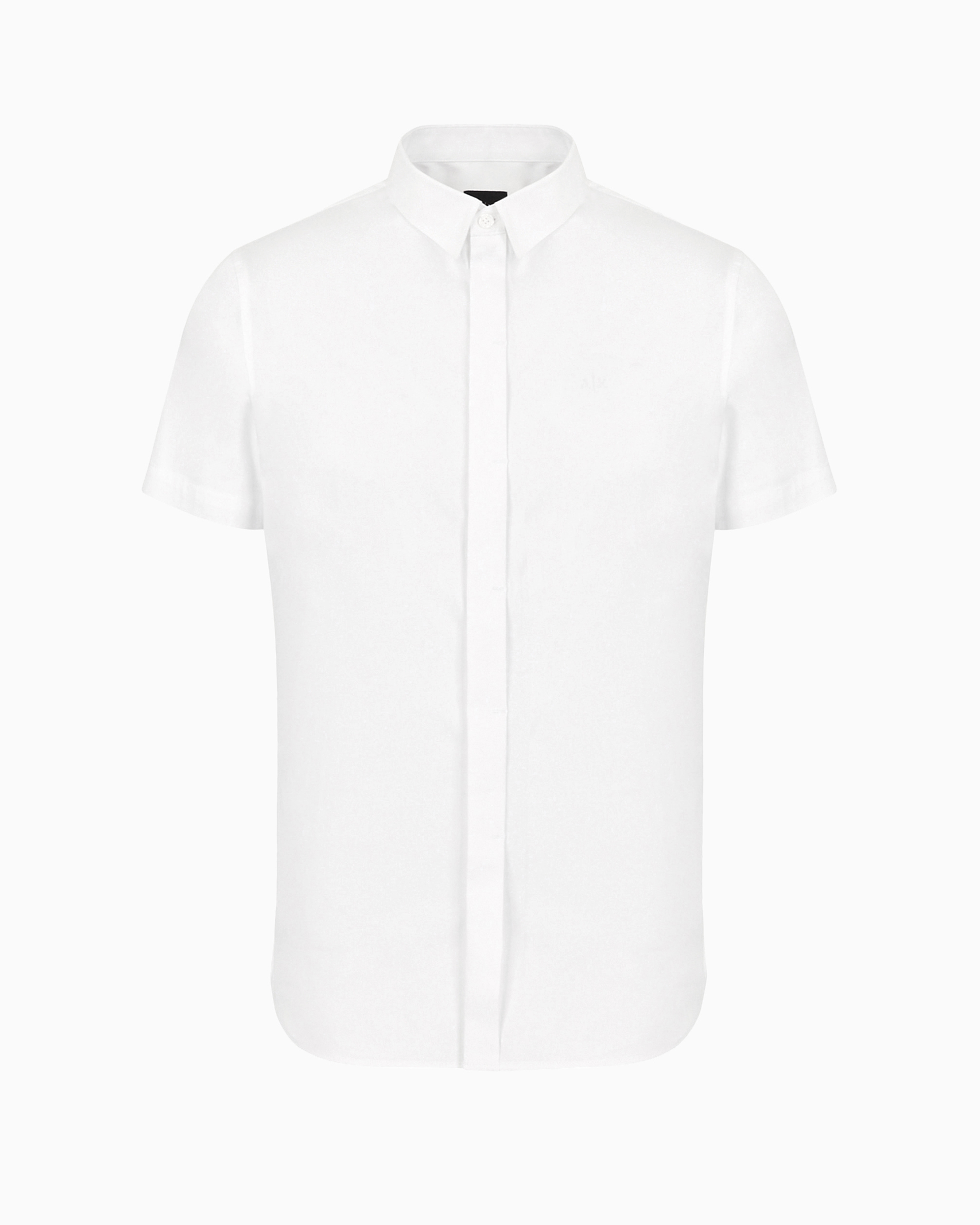 Armani Exchange Slim Fit Short Sleeve Shirt In Stretch Satin In White