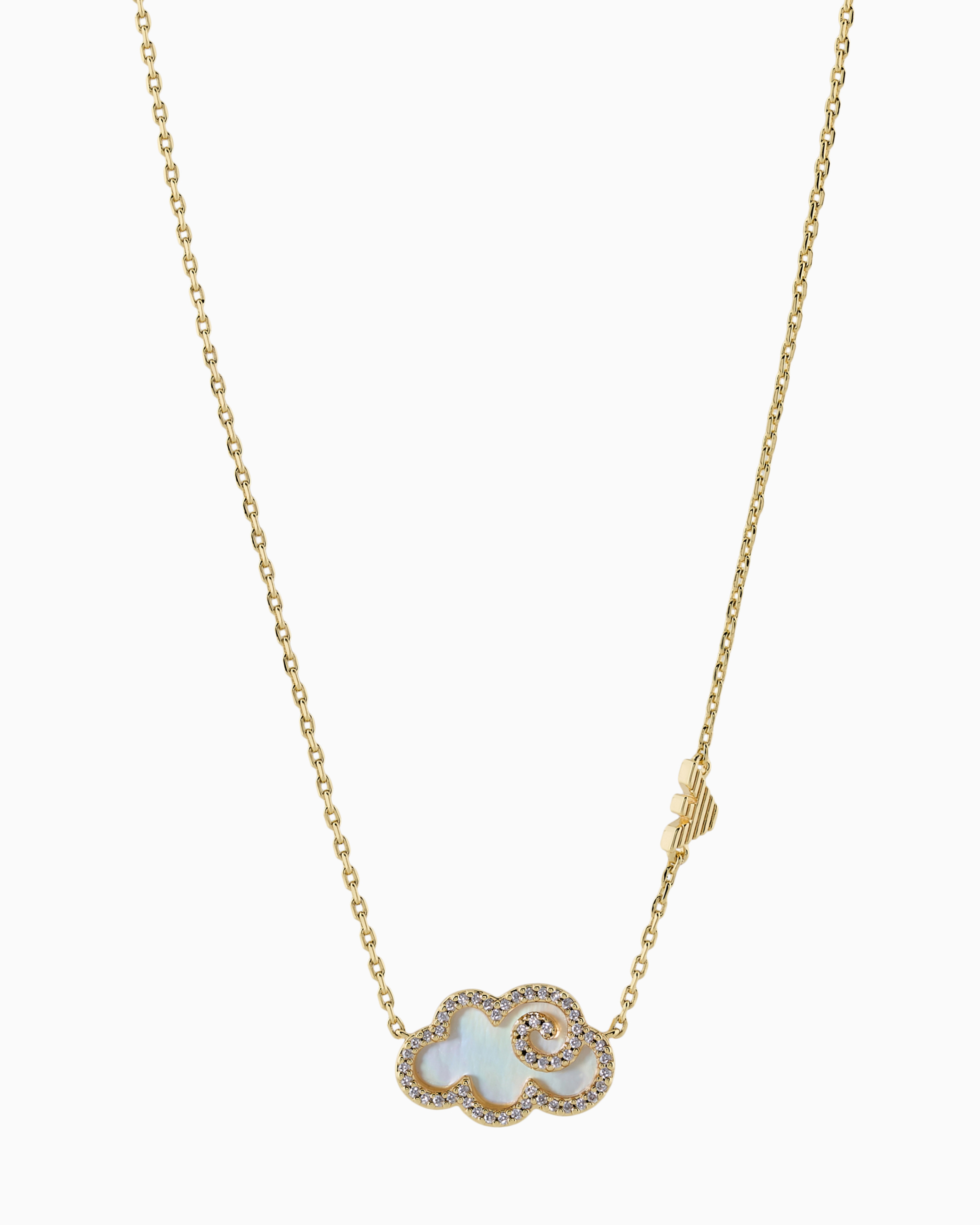 Shop Emporio Armani Gold-tone Brass Station Necklace In Multicoloured