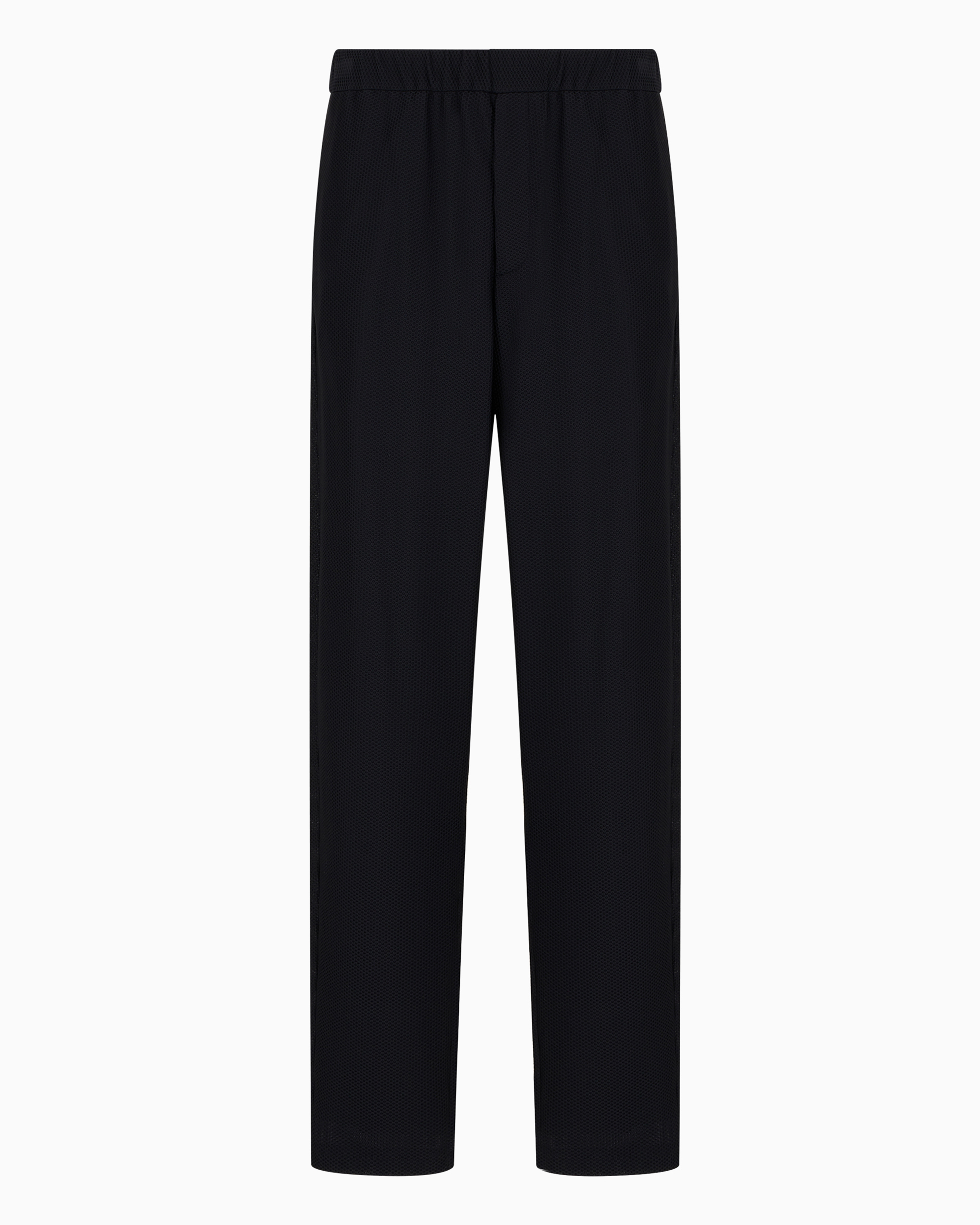 Giorgio Armani Official Store Technical Waffle Flat-front Trousers In Black