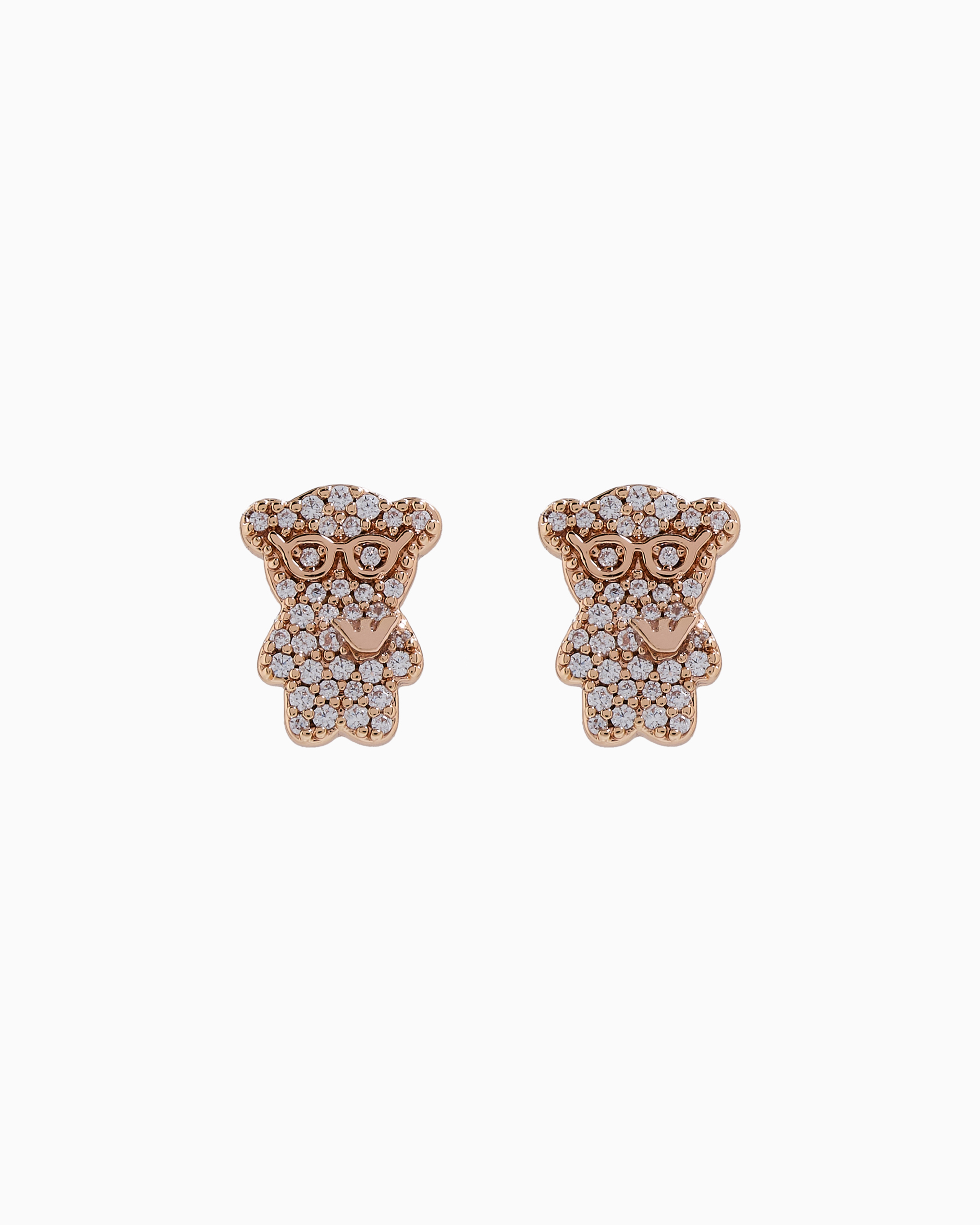 Emporio Armani Rose Gold-tone Brass Stud Earrings In Multicoloured