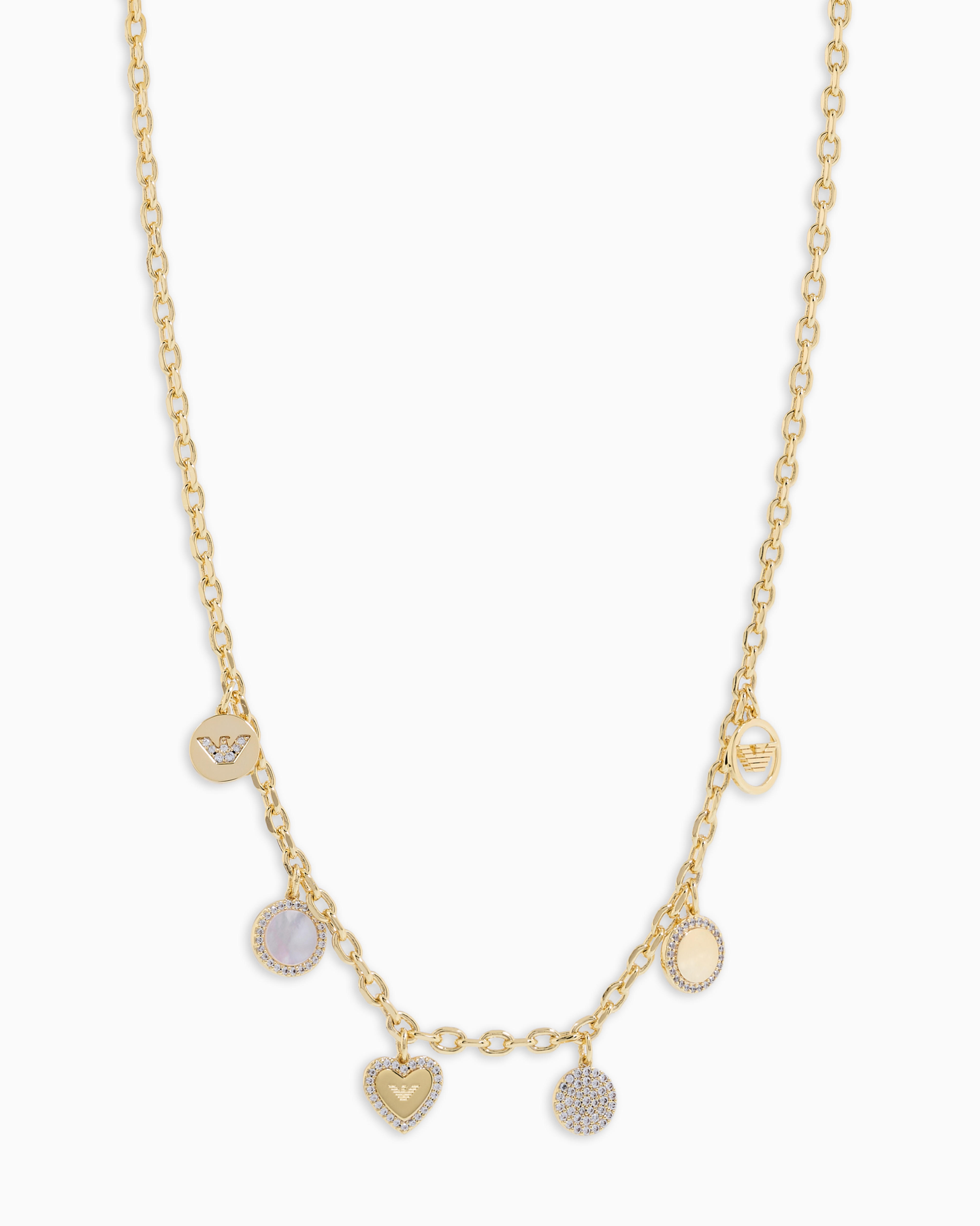 Shop Emporio Armani Gold-tone Brass Station Necklace In Multicoloured