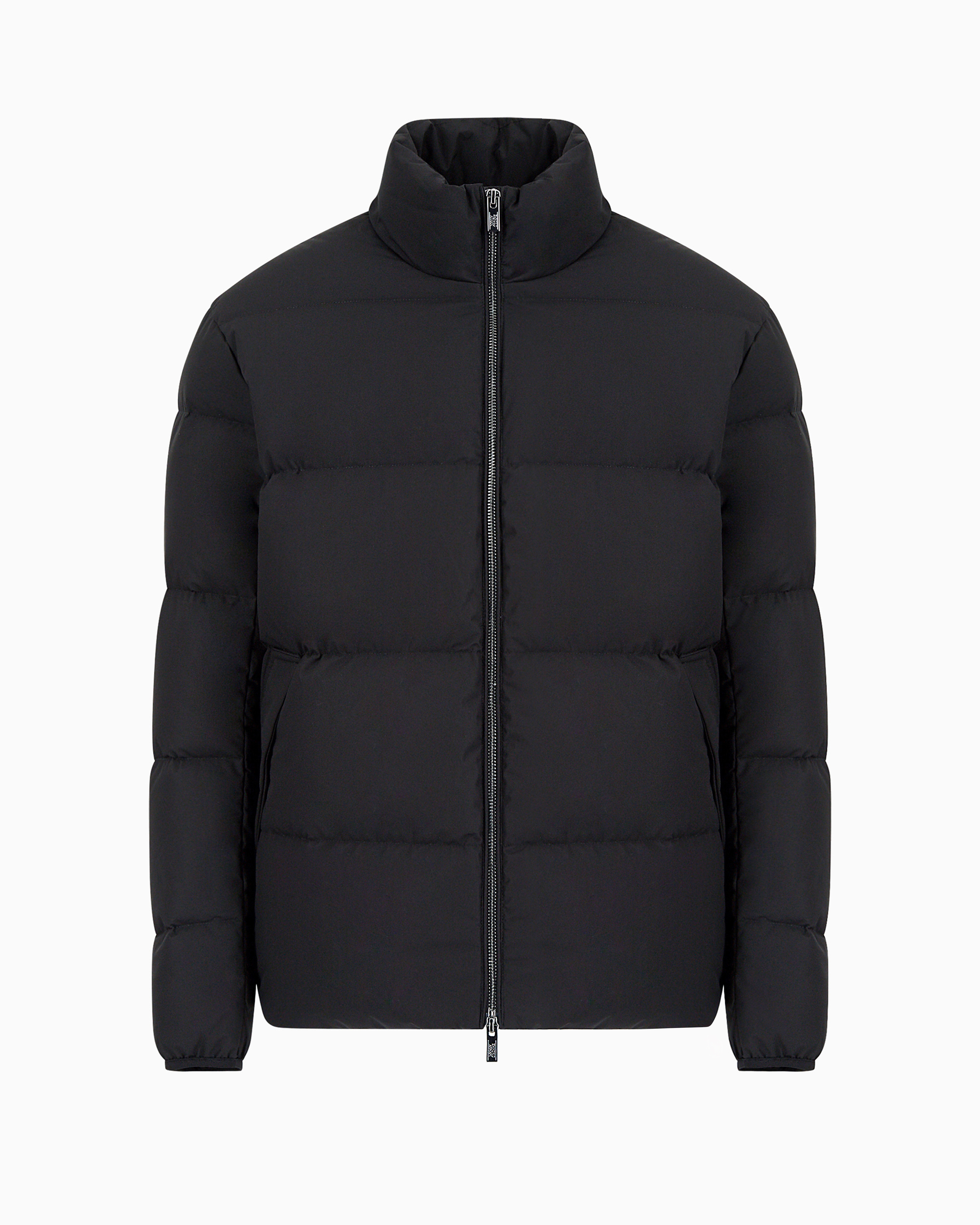 Shop Emporio Armani Quilted Nylon, Full-zip Puffer Jacket In Black