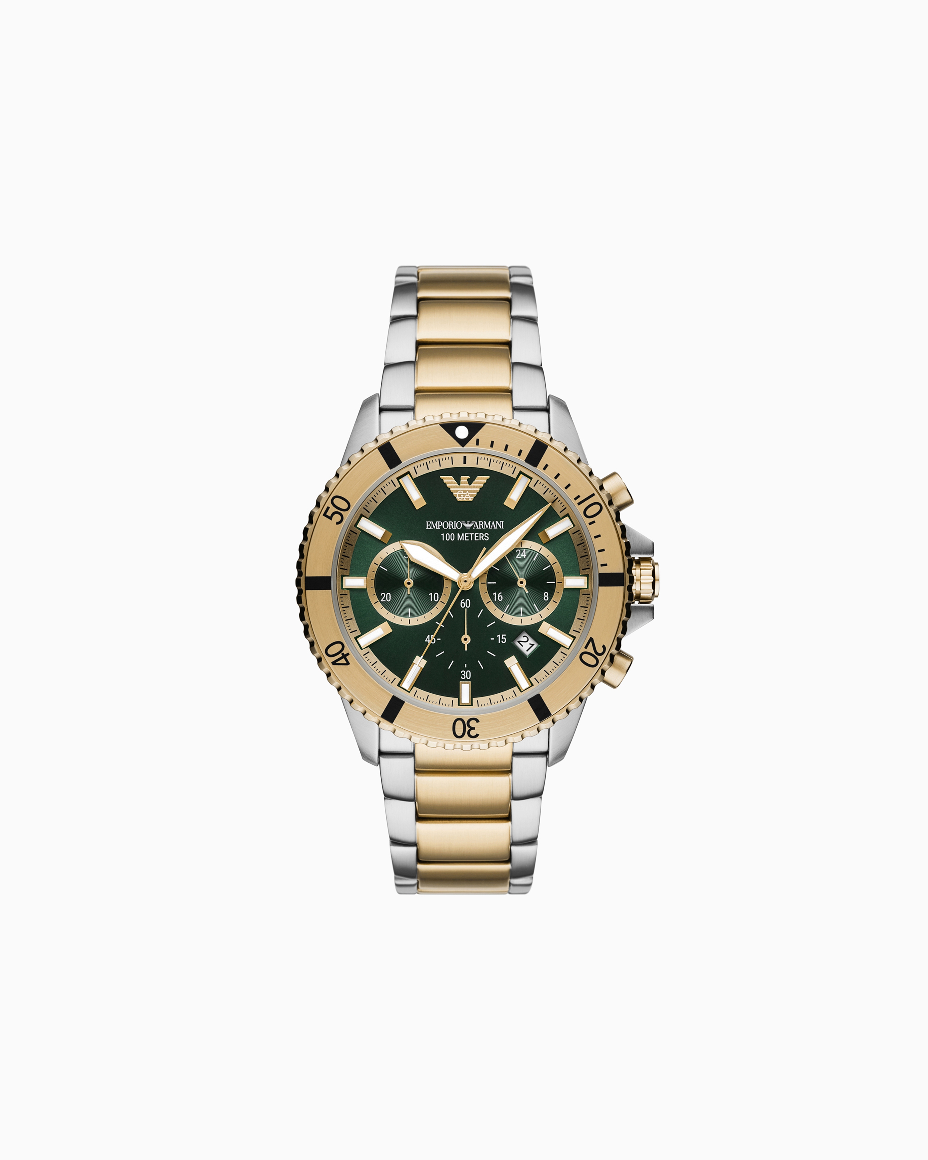 特価！Emporio Armani Men's Chronograph Two-Tone AR11165 Emporio Armani Renato Chronograph Black Dial Two Tone Steel