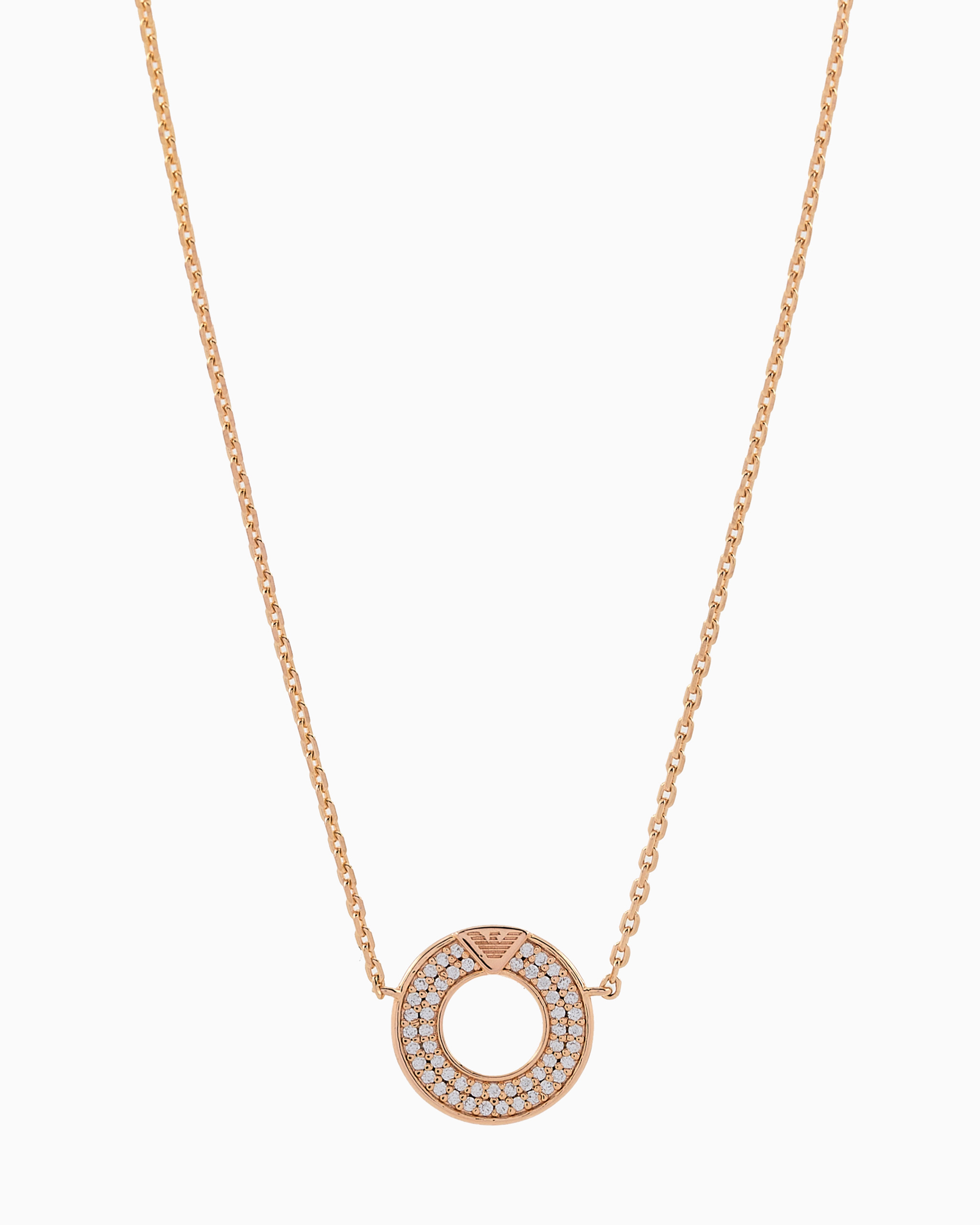 EMPORIO ARMANI ROSE GOLD-TONE STERLING SILVER PENDANT NECKLACE 