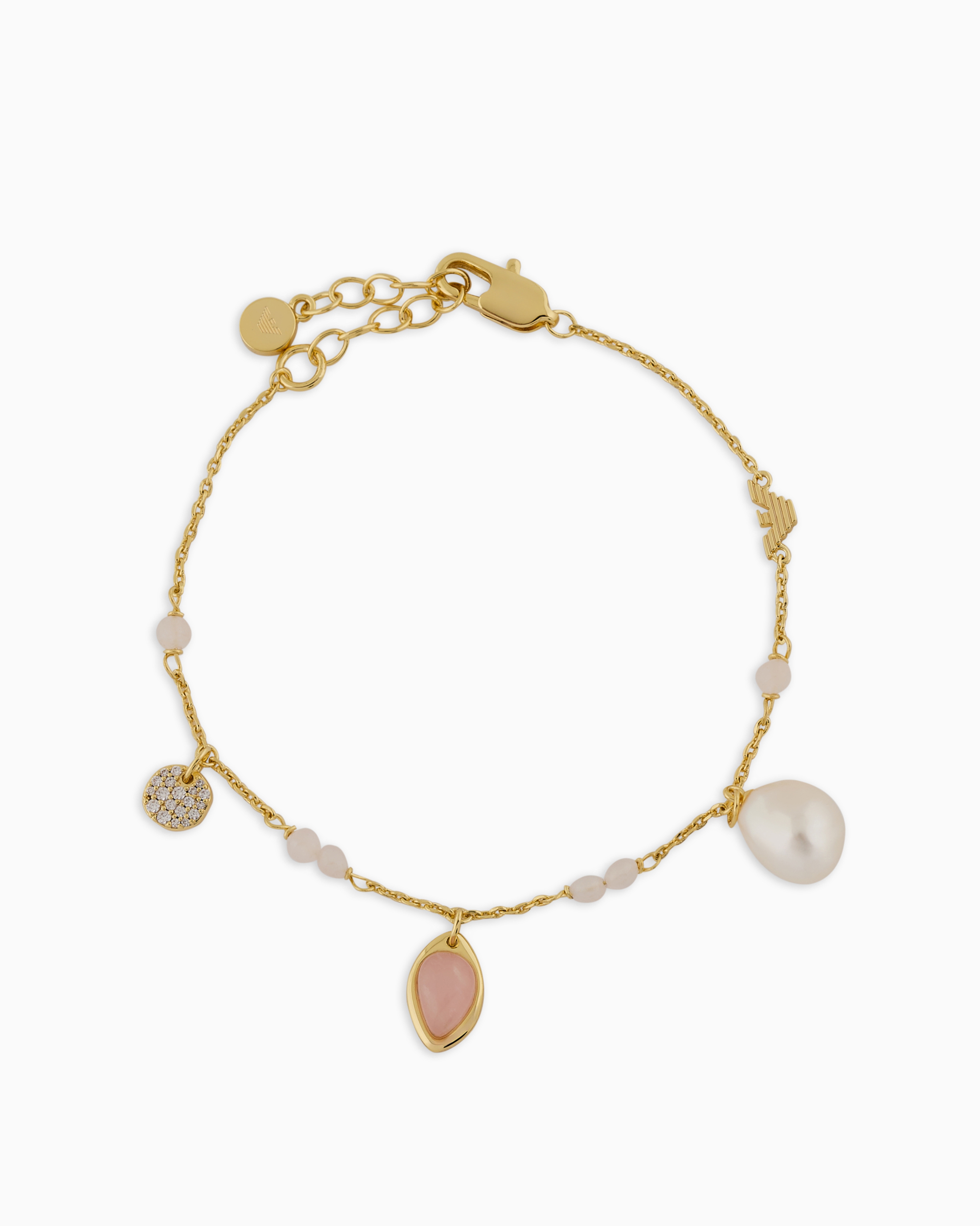 Shop Emporio Armani Gold-tone Brass Station Bracelet In Multicoloured