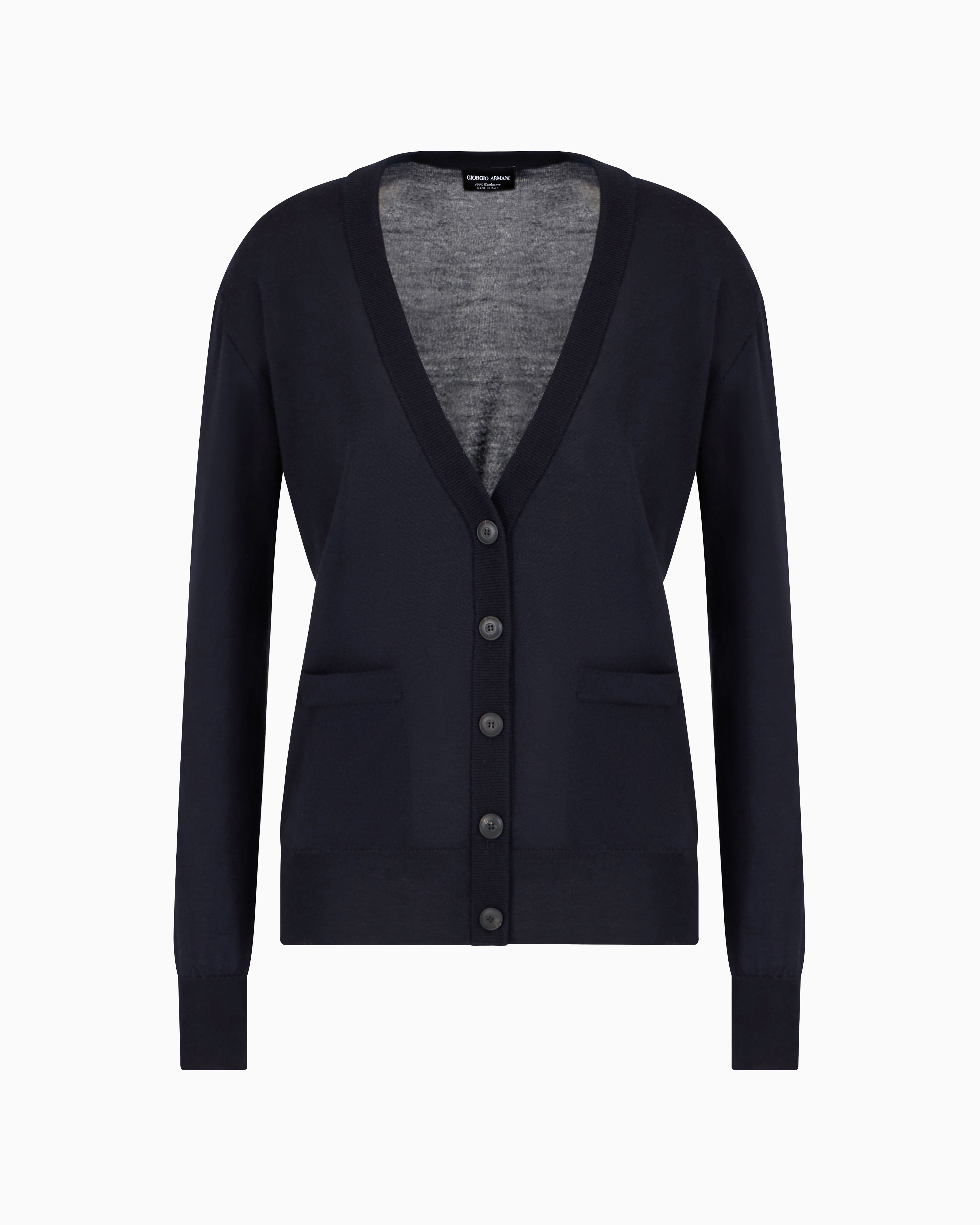 Giorgio Armani Official Store Pure Cashmere Long Cardigan In Navy Blue