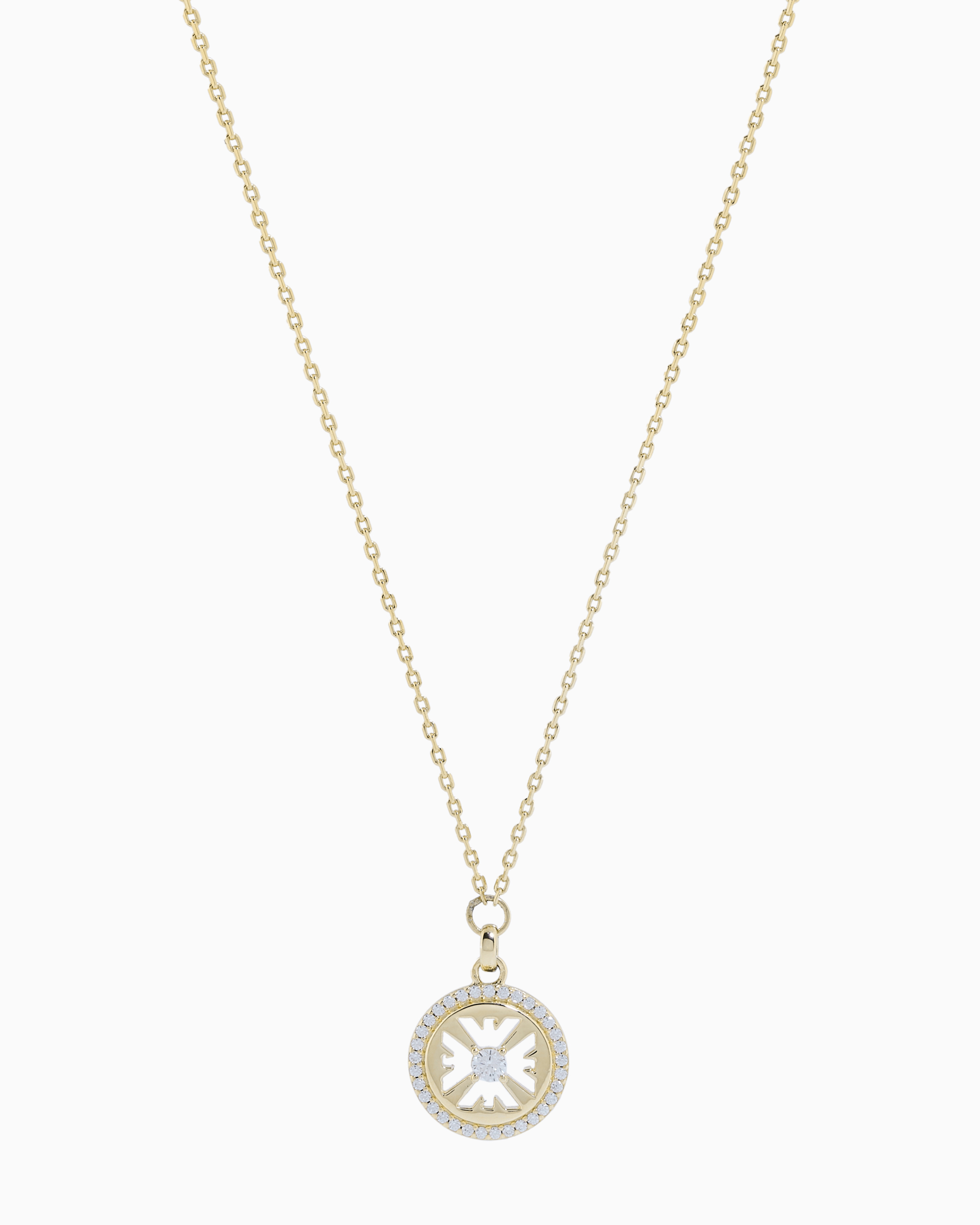 Shop Emporio Armani Gold-tone Sterling Silver Pendant Necklace In Multicoloured