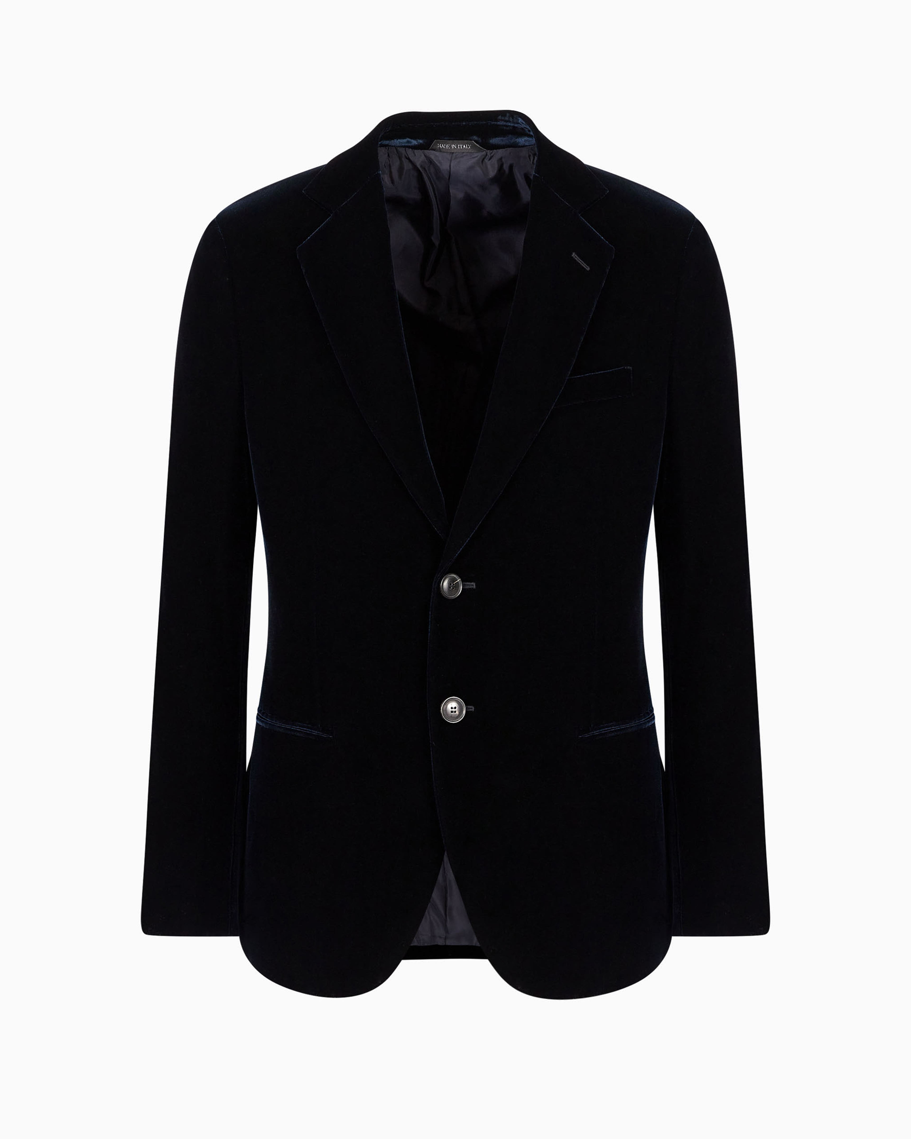 Giorgio Armani Official Store Icon George Line Single-breasted Stretch-velvet Jacket In Navy Blue