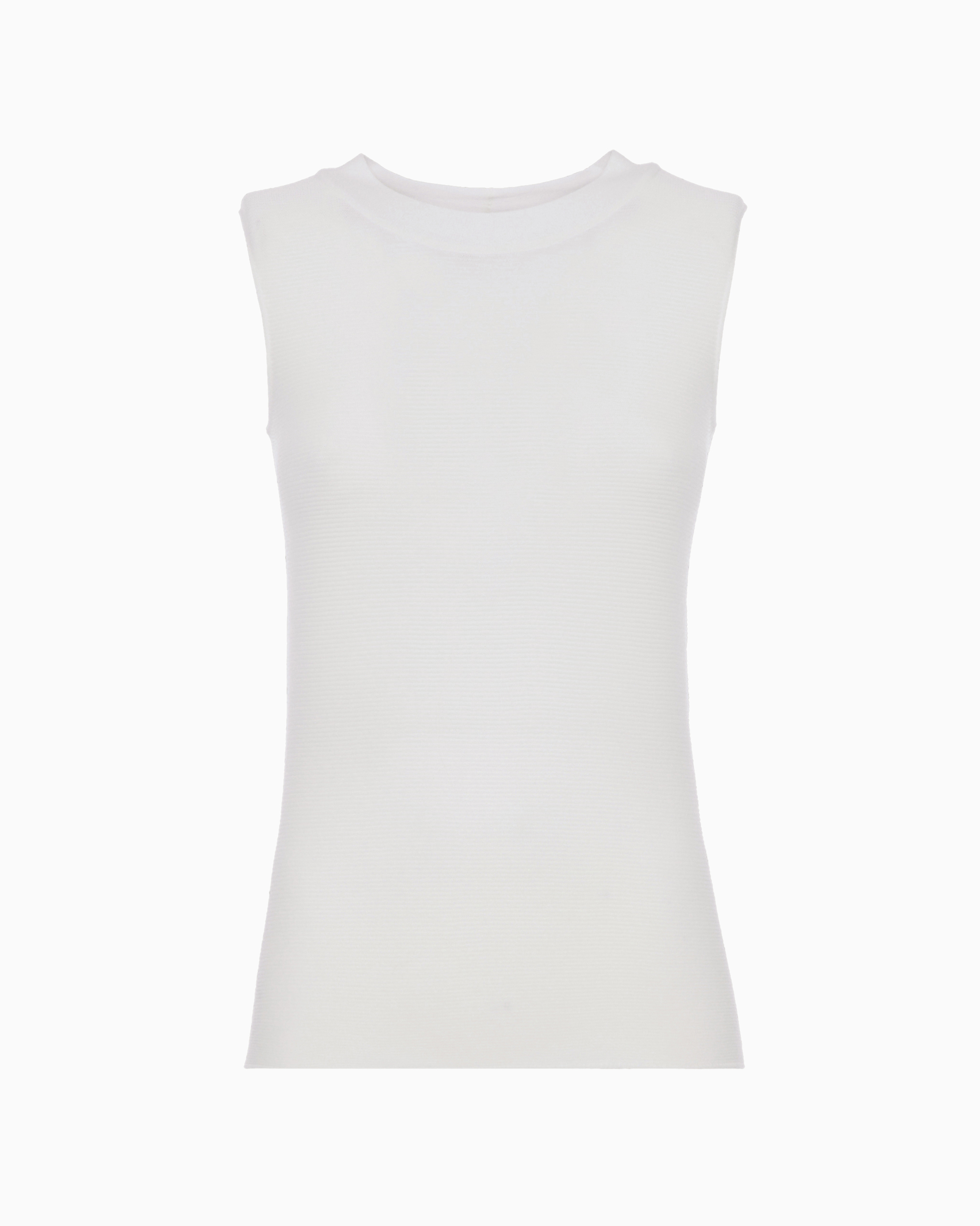 Giorgio Armani Official Store Top In Ottoman Fabric In White