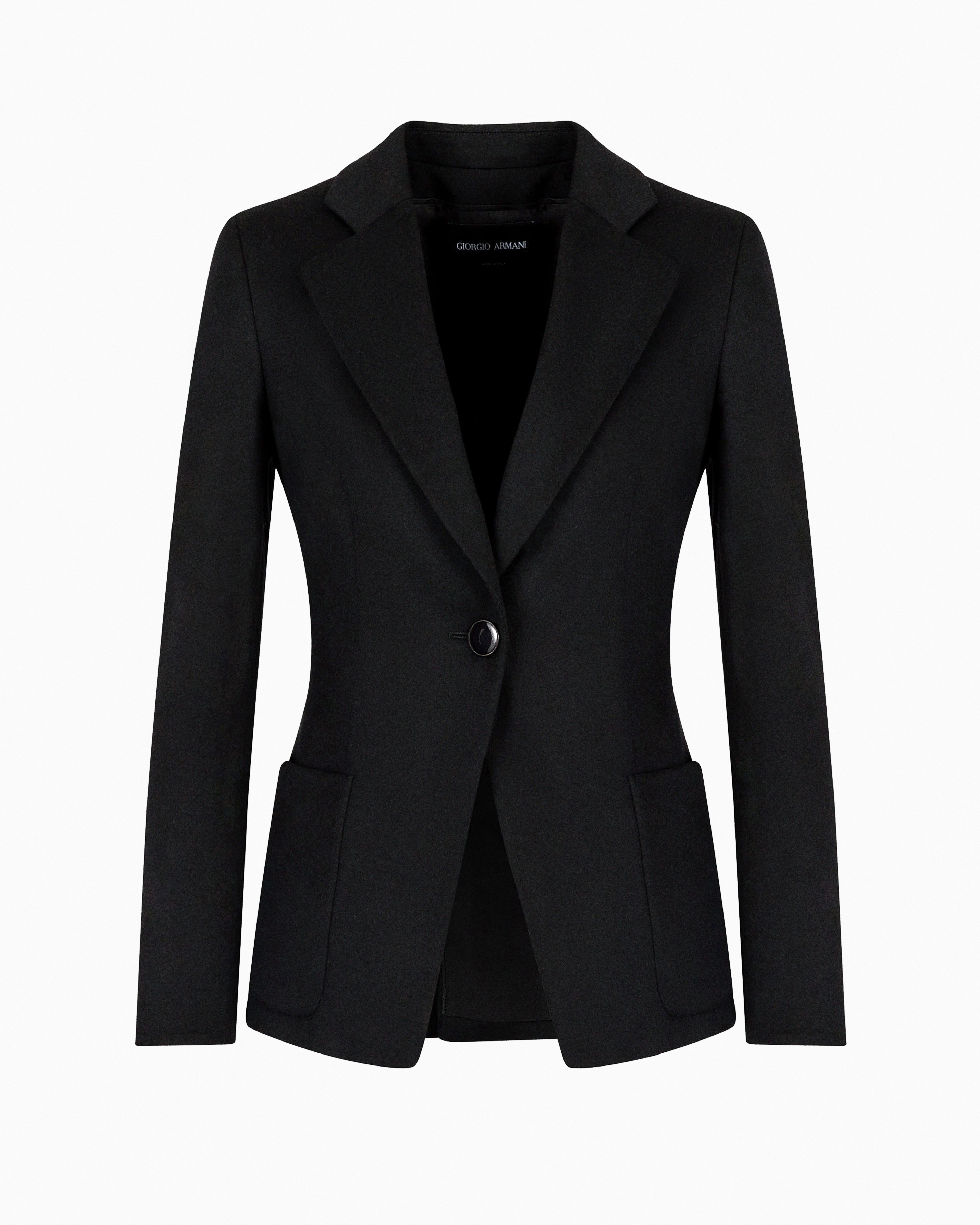 Giorgio Armani Official Store Single-breasted Jacket In Virgin Wool And Cashmere In Black