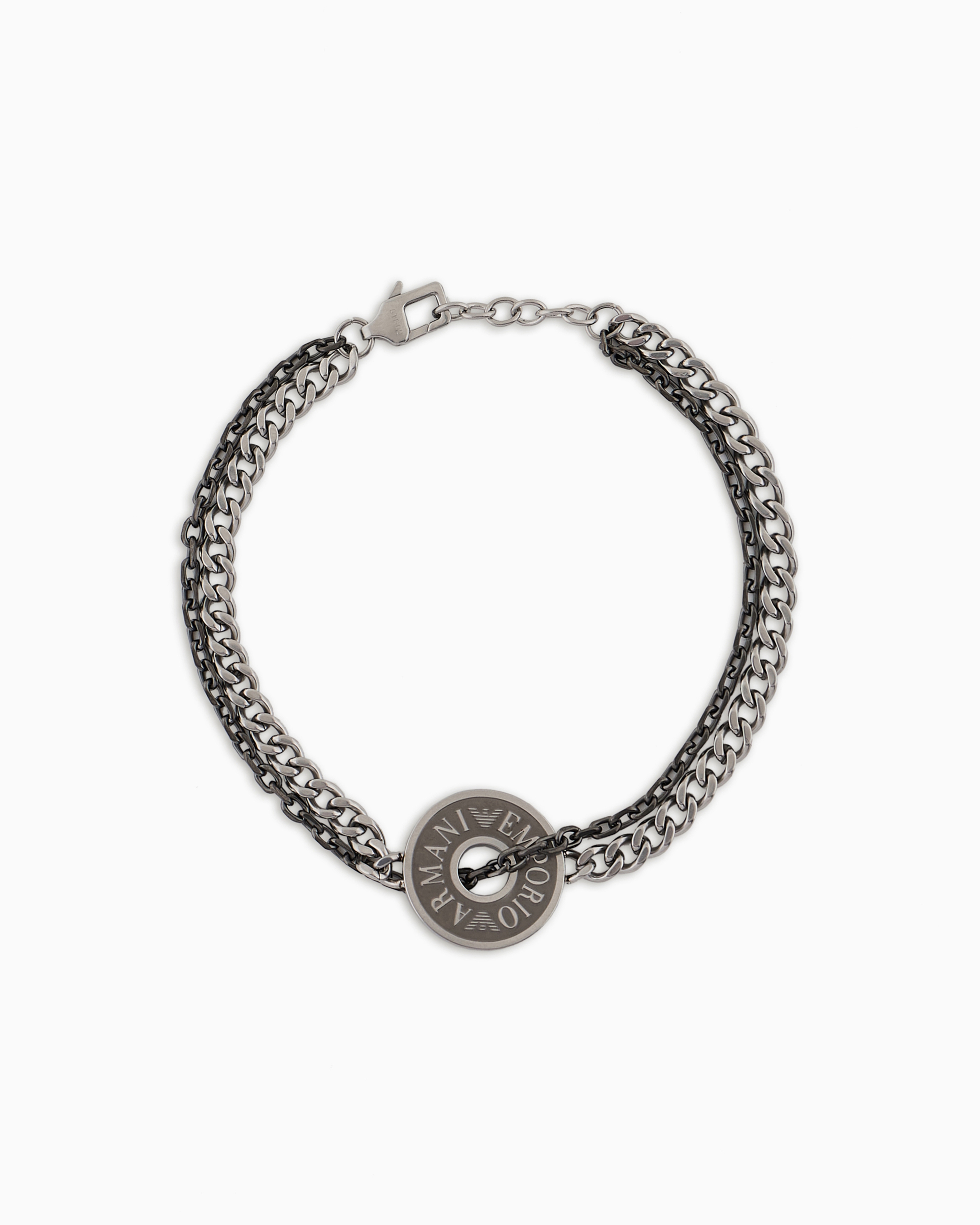 Emporio Armani Stainless Steel And Ip Gun-plating Chain Bracelet In Multicoloured