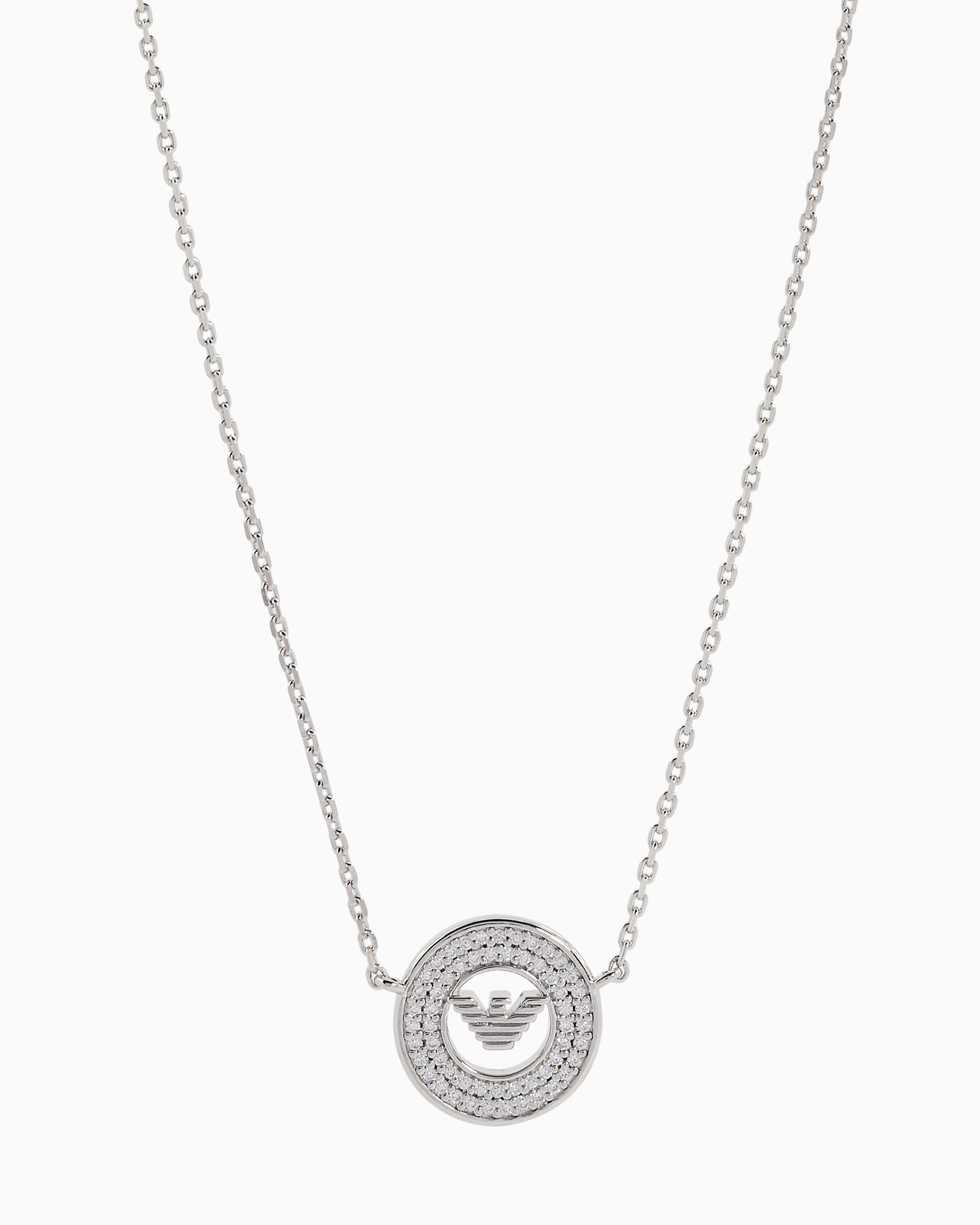 Shop Emporio Armani Sterling Silver Pendant Necklace In Multicoloured