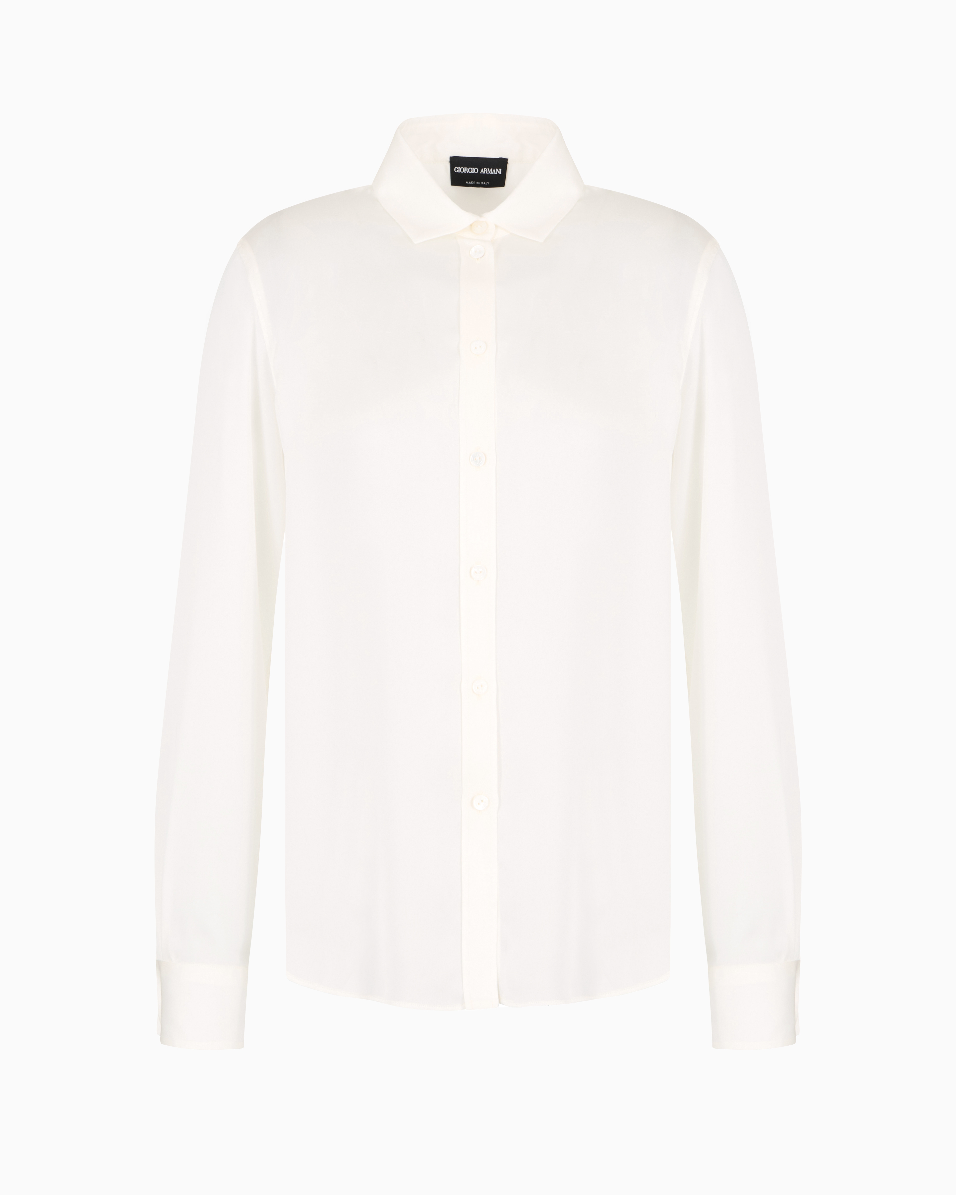 Giorgio Armani Official Store Silk Muslin Shirt In White