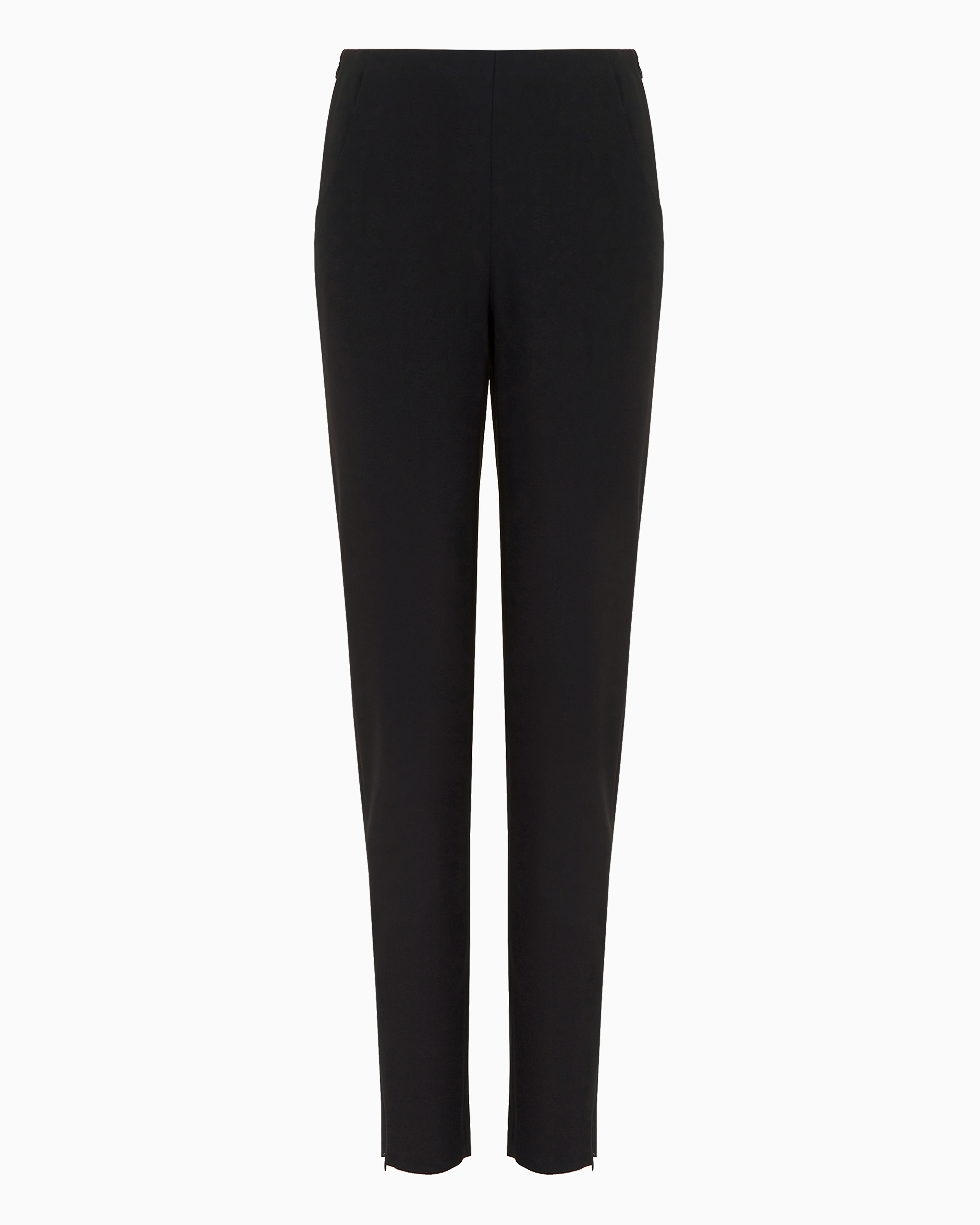 Shop Giorgio Armani Wool Crepe Pants In Black