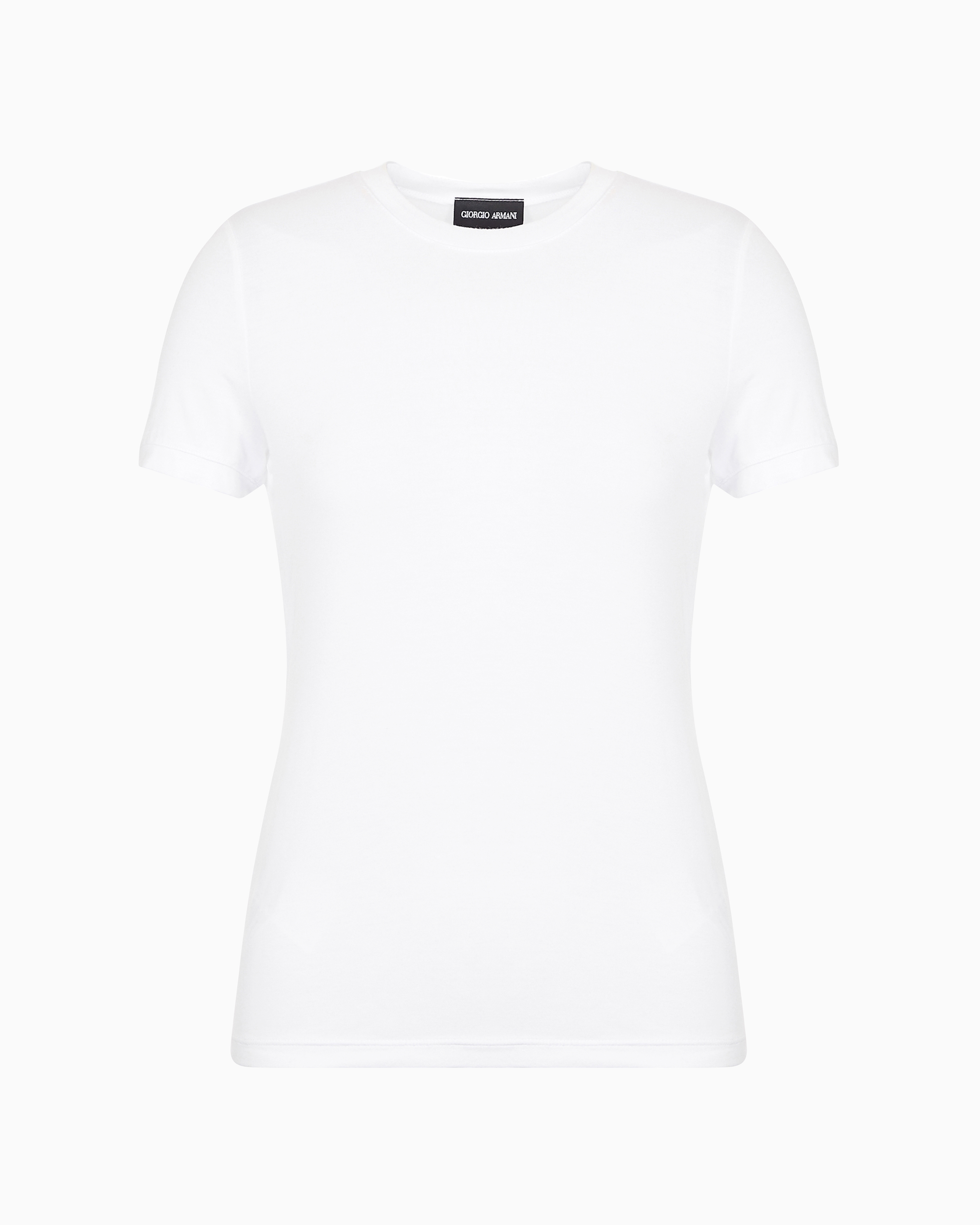 Giorgio Armani Official Store Stretch Viscose Jersey T-shirt In White