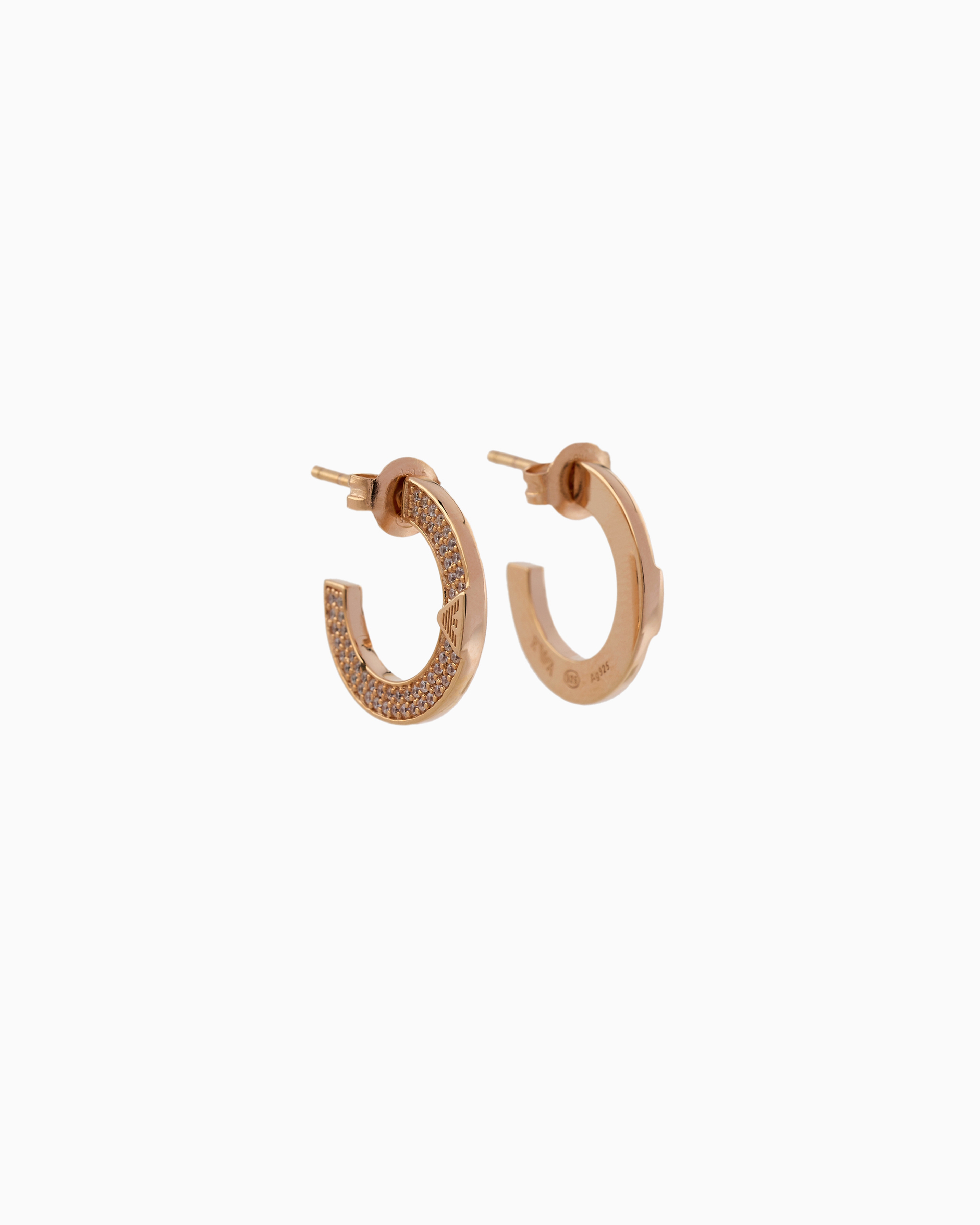 Emporio Armani Rose Gold-tone Sterling Silver Hoop Earrings In Multicoloured