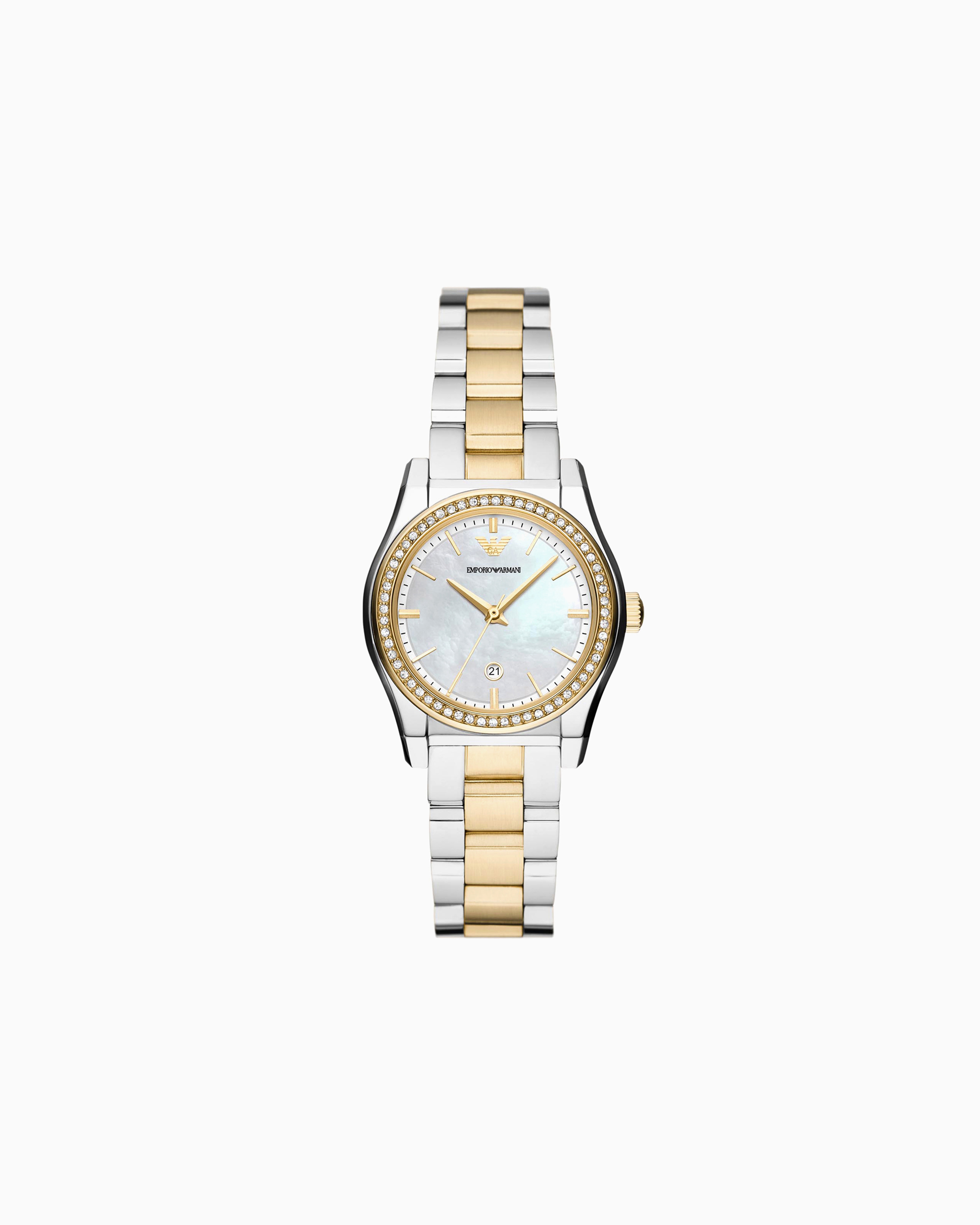 Shop Emporio Armani Three-hand Date Stainless Steel Watch In Multicoloured