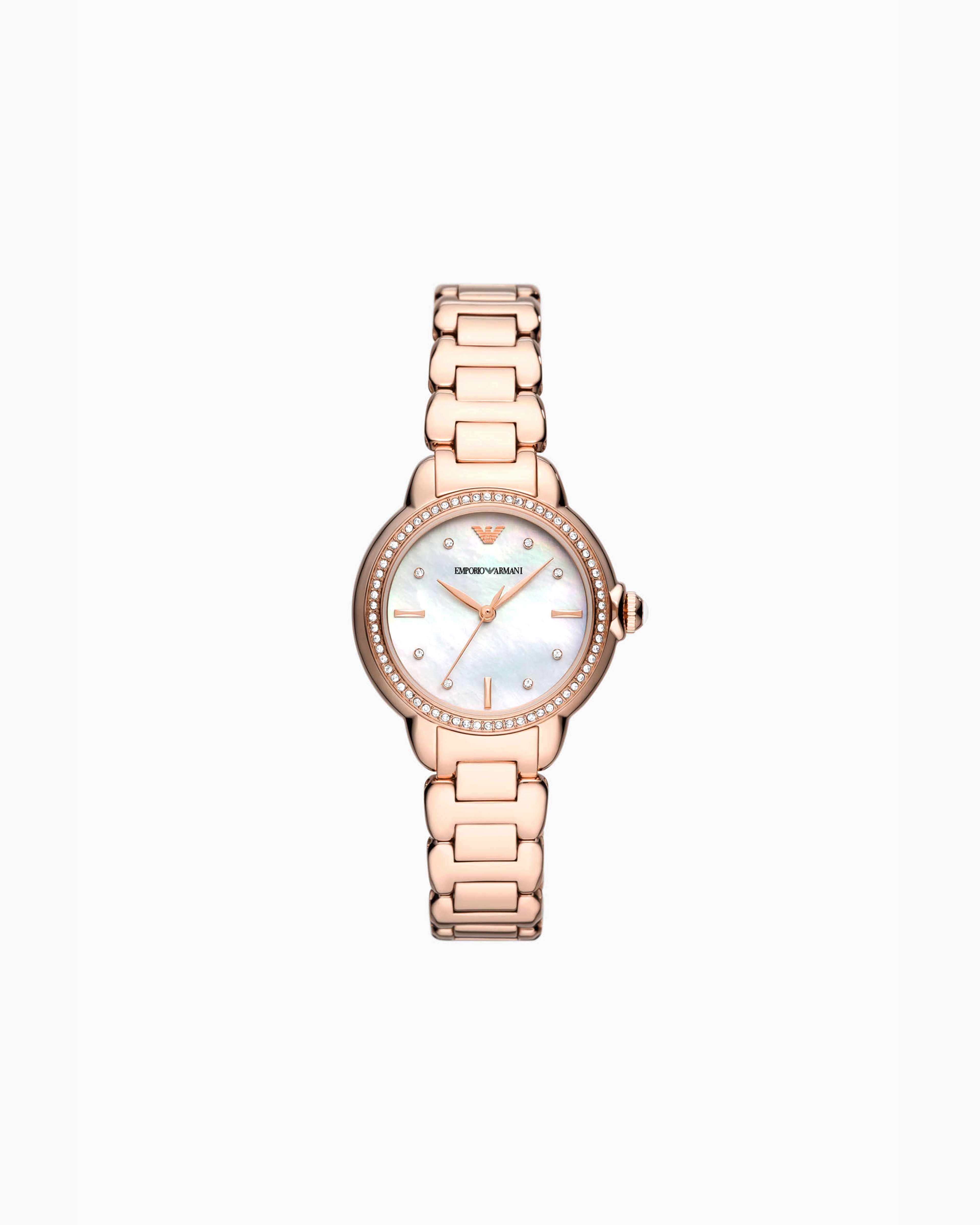 Shop Emporio Armani Three-hand Rose Gold-tone Stainless Steel Watch