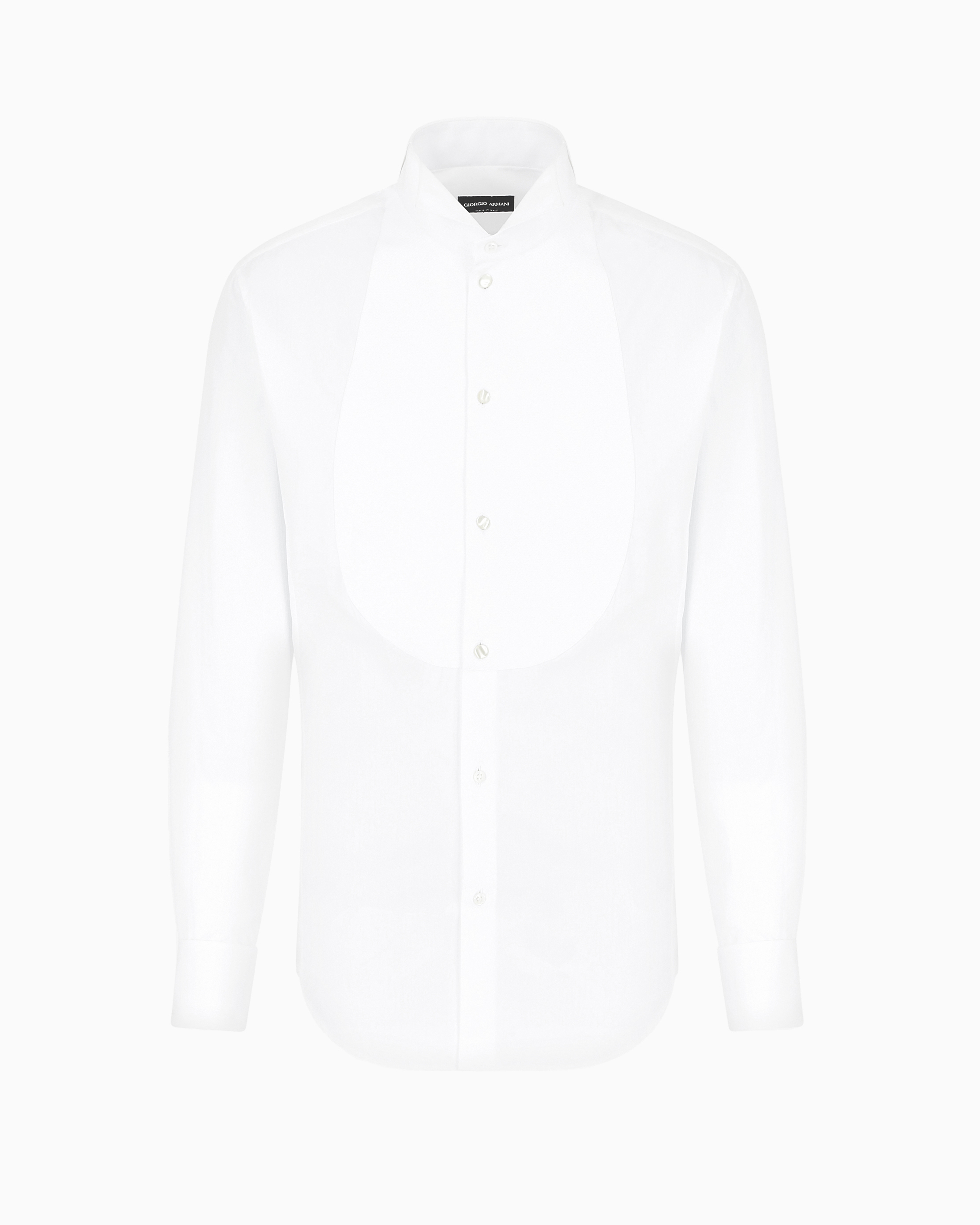 Giorgio Armani Official Store Icon Tuxedo Shirt In Cotton Poplin In White