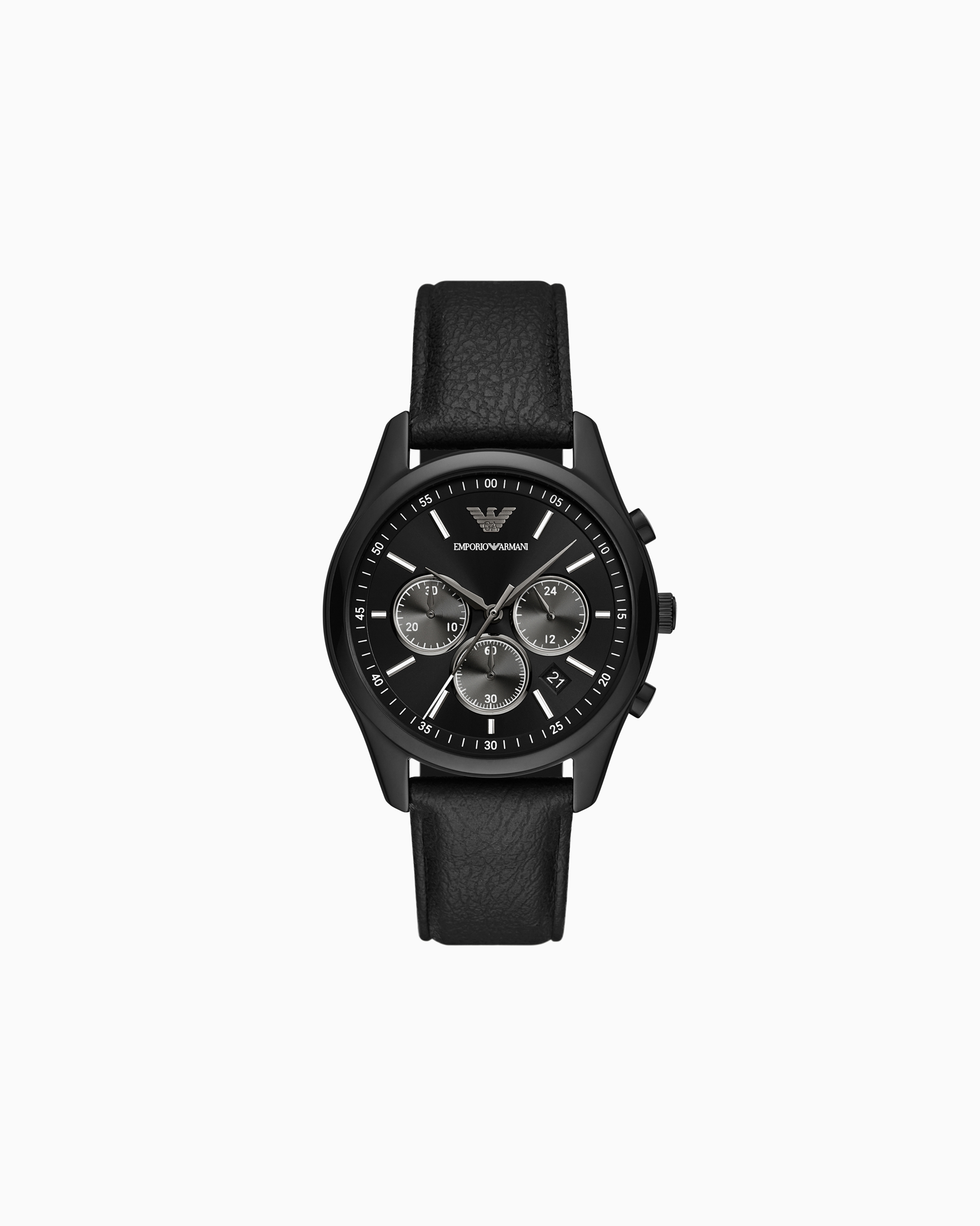 Emporio Armani Chronograph Black Leather Watch
