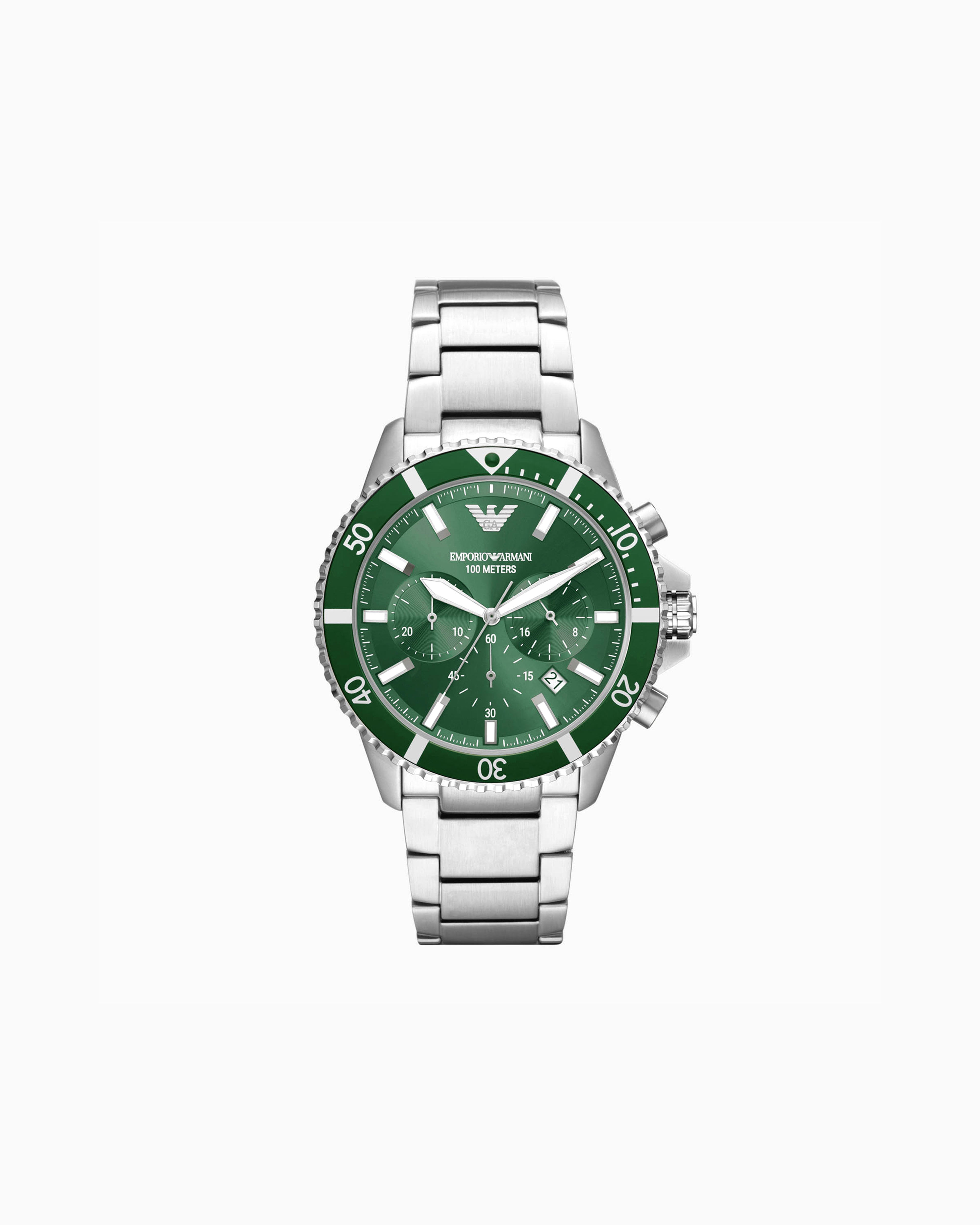 Emporio Armani Chronograph Stainless Steel Watch In Multicoloured