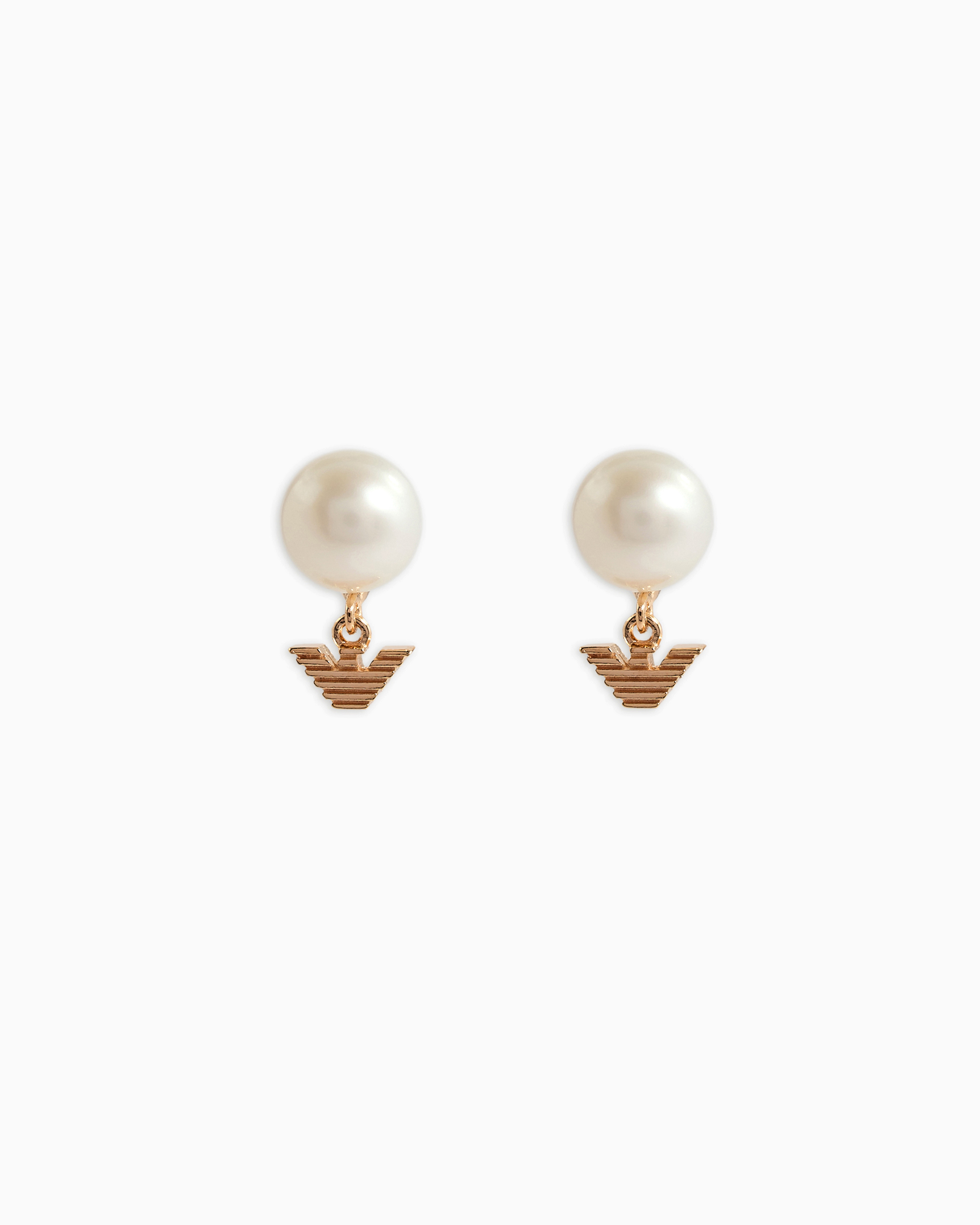 Shop Emporio Armani White Pearl Stud Earrings In Multicoloured