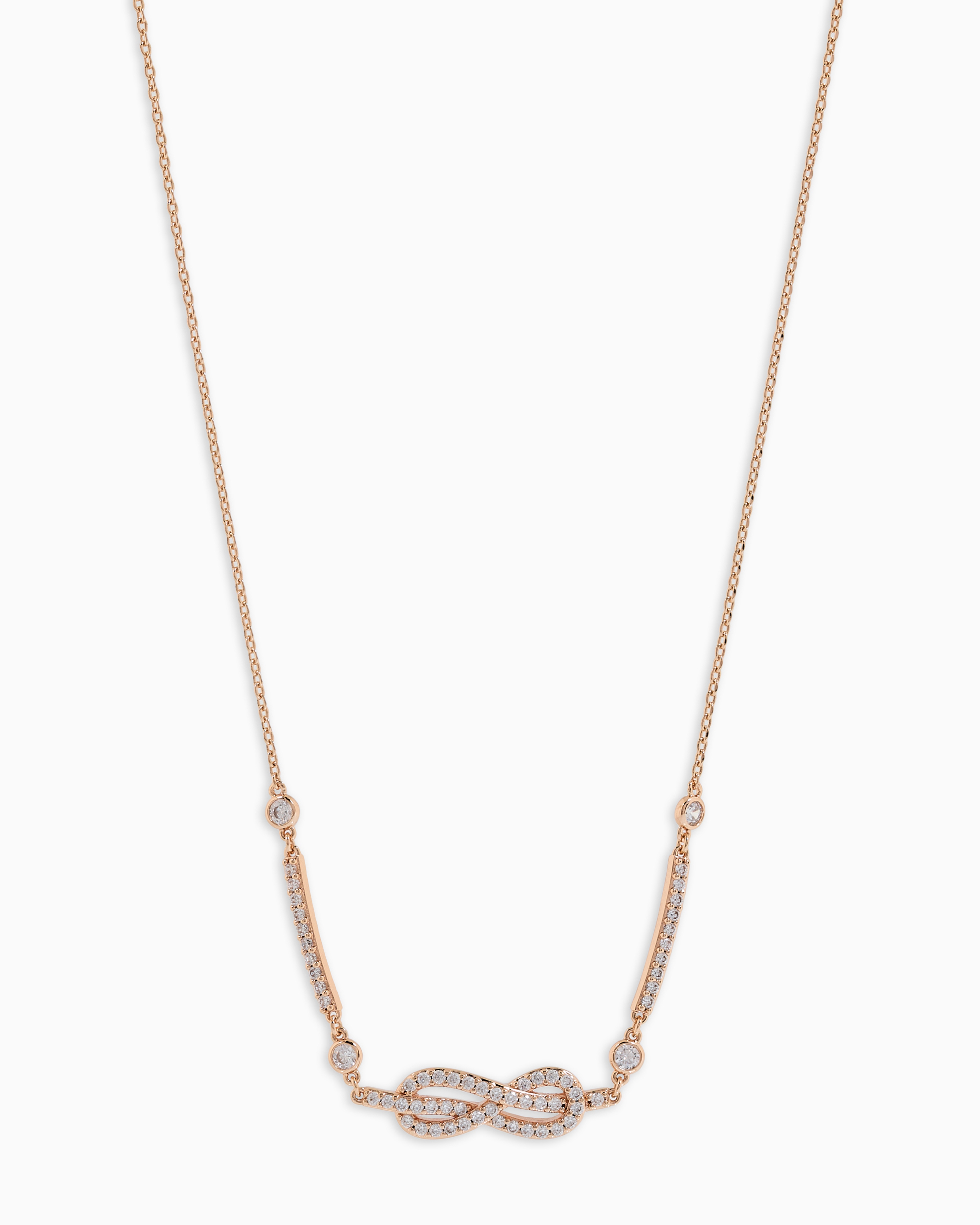 Shop Emporio Armani Rose Gold-tone Brass Station Necklace In Multicoloured