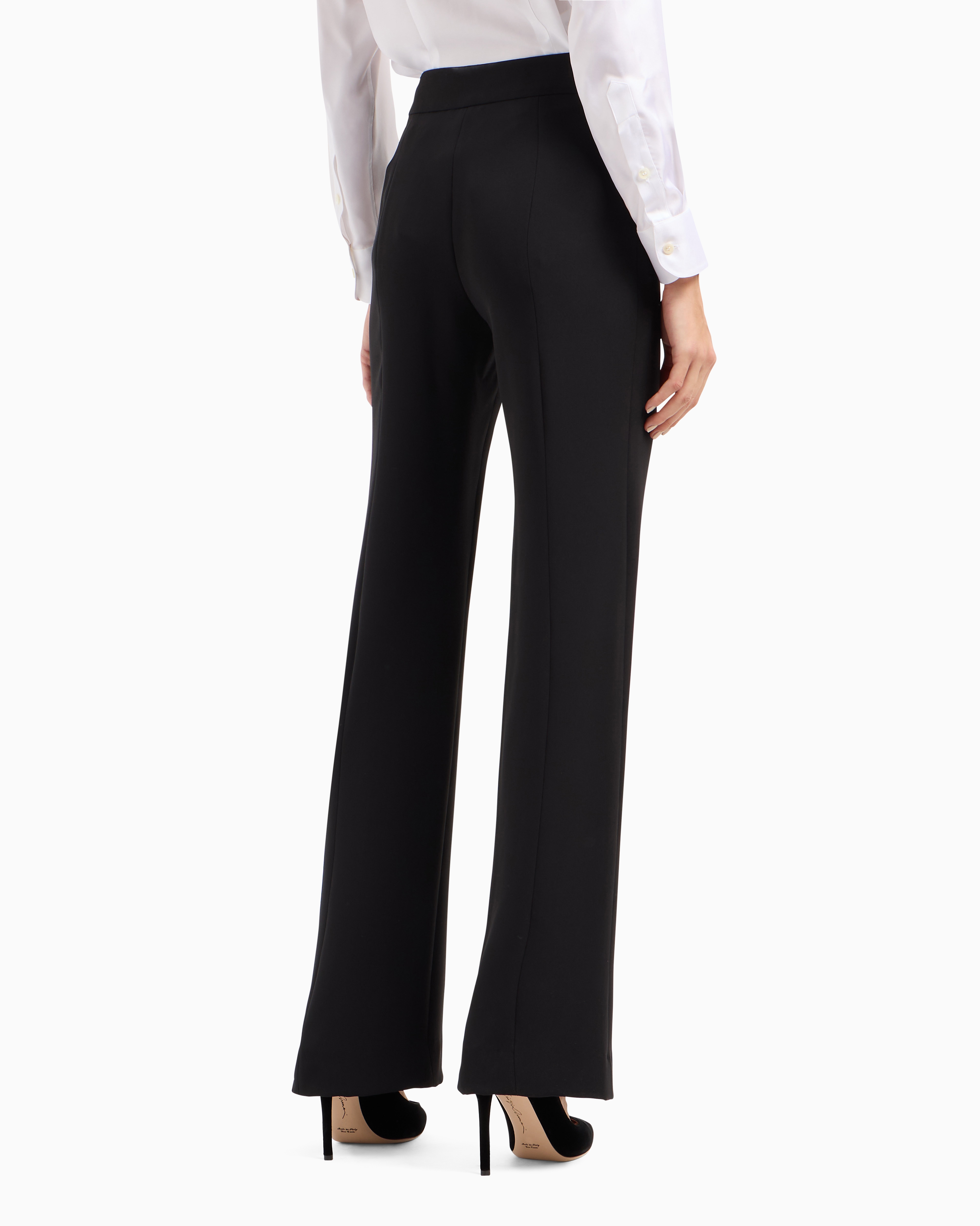 Giorgio Armani Official Store Mulberry Silk Palazzo Trousers In Black