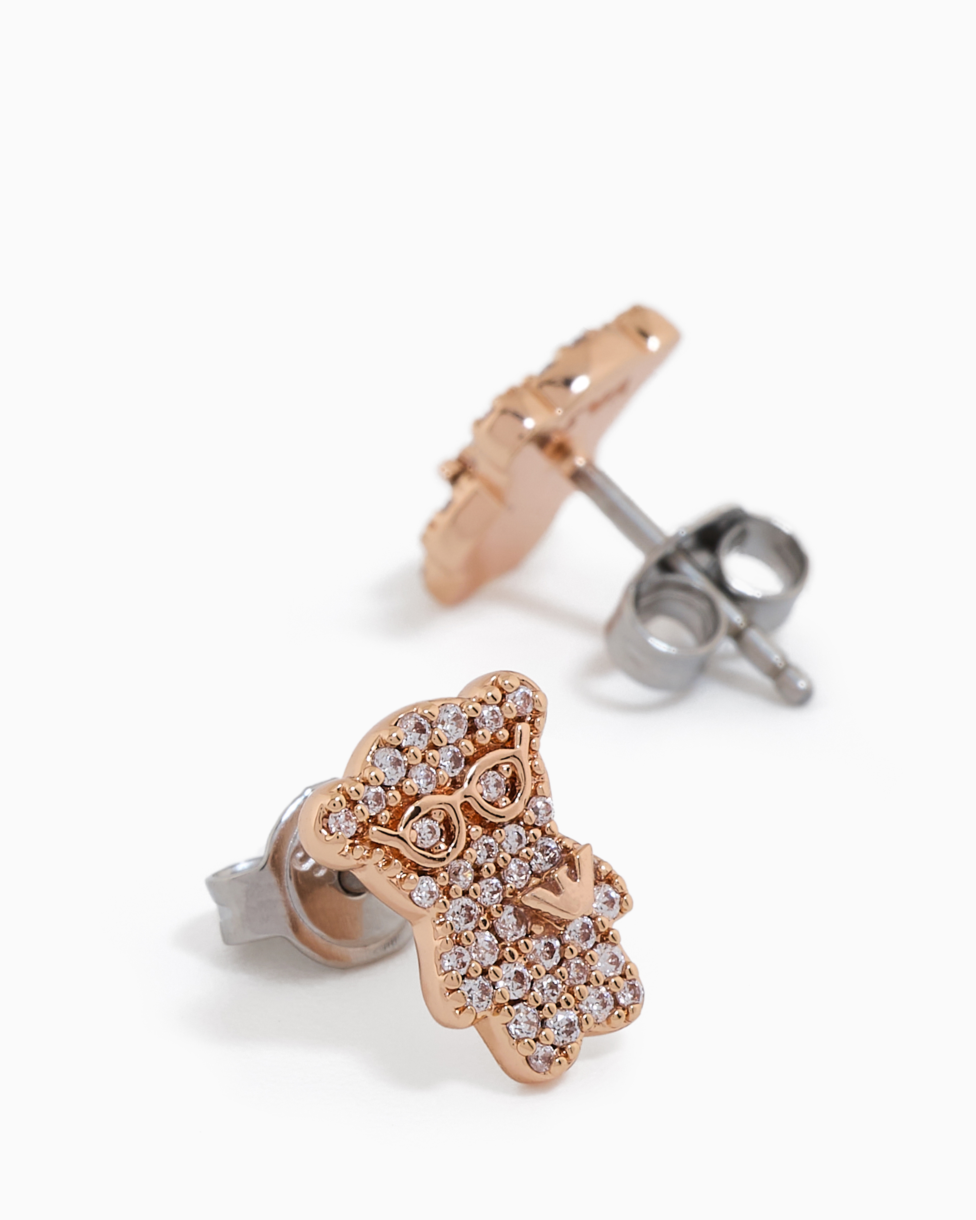 Emporio Armani Rose Gold-tone Brass Stud Earrings In Multicoloured
