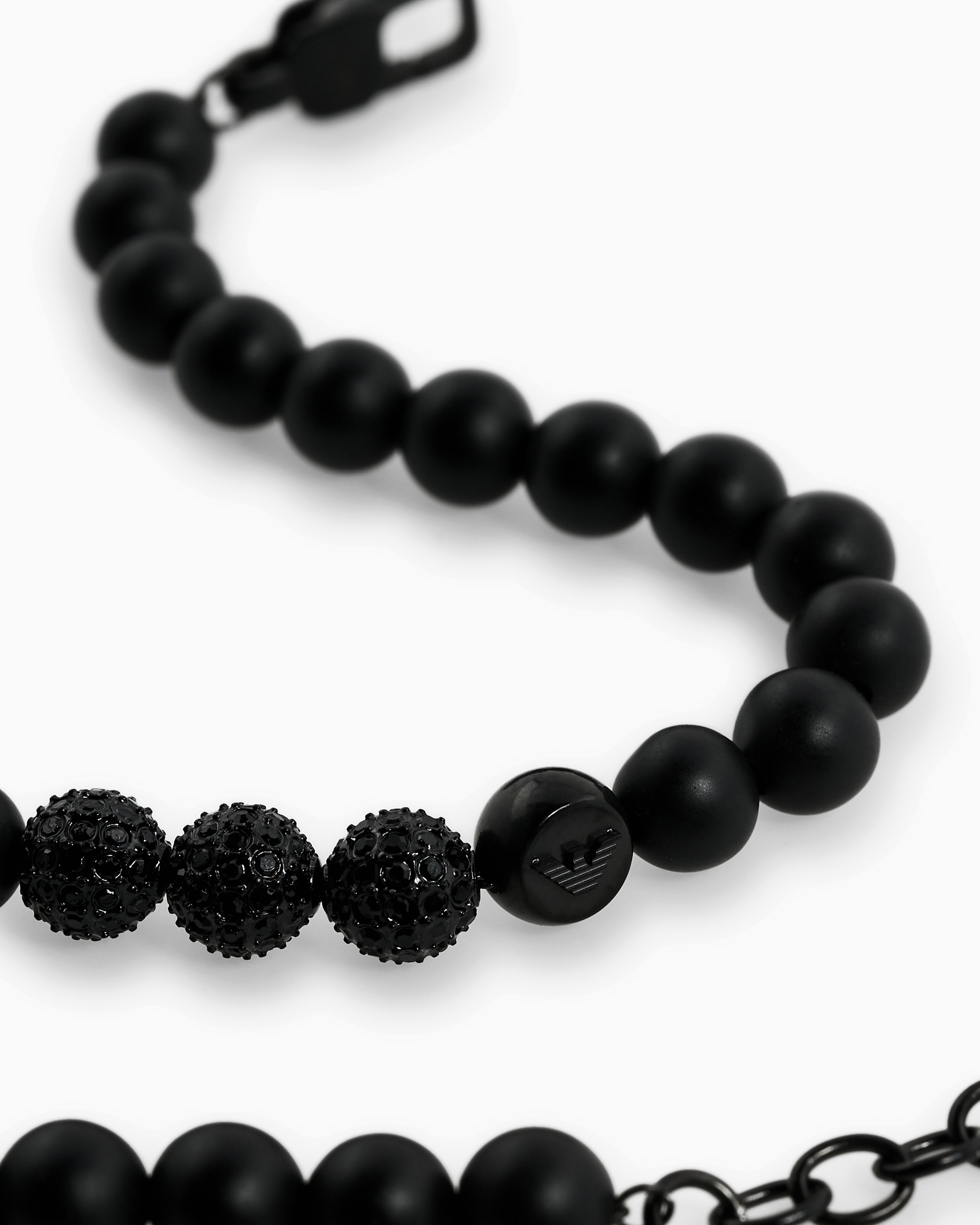 Emporio Armani Stainless Steel In Blacken Finishing Chain Bracelet In Multicoloured