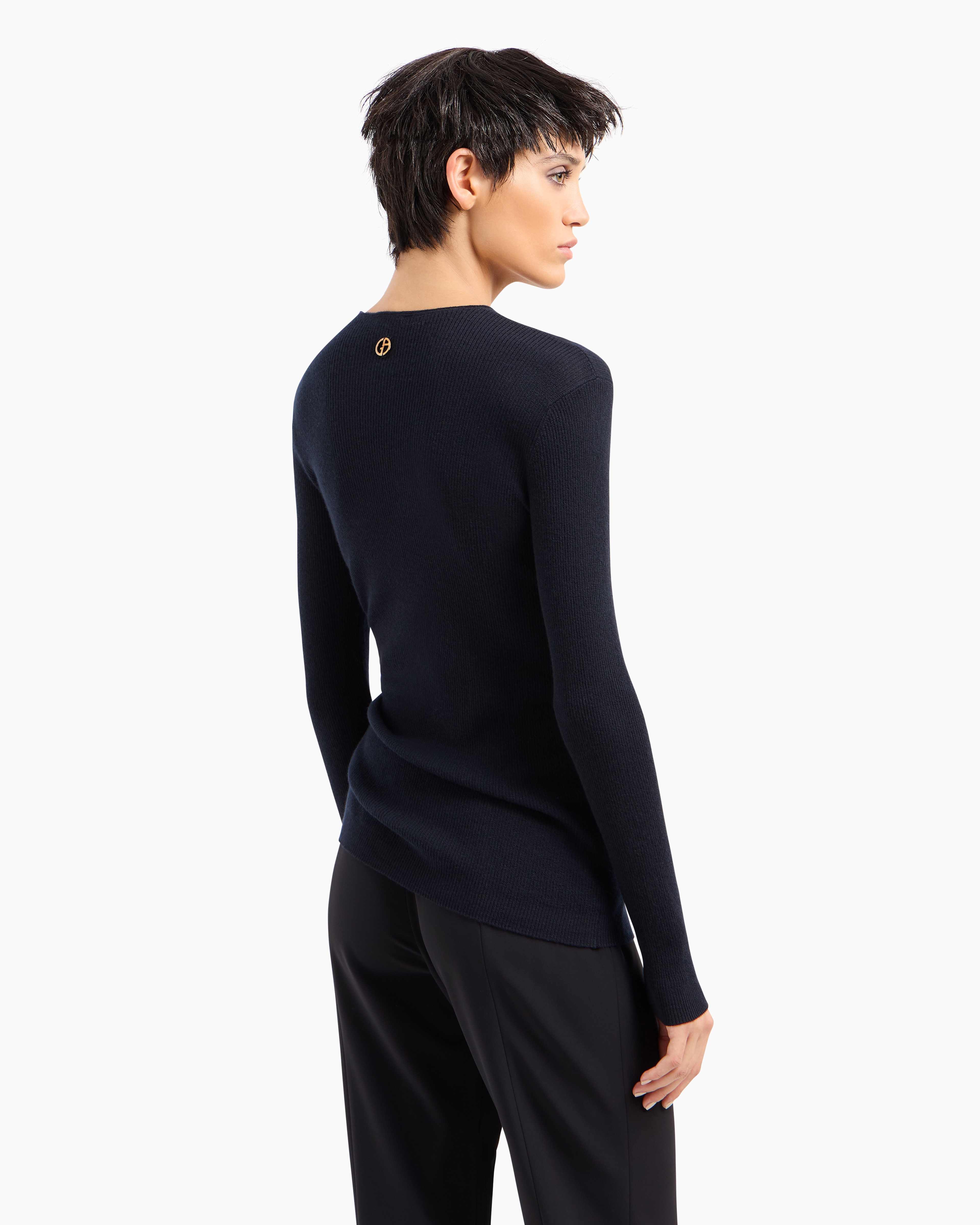 Giorgio Armani Pure Cashmere Crew-neck Jumper In Navy Blue