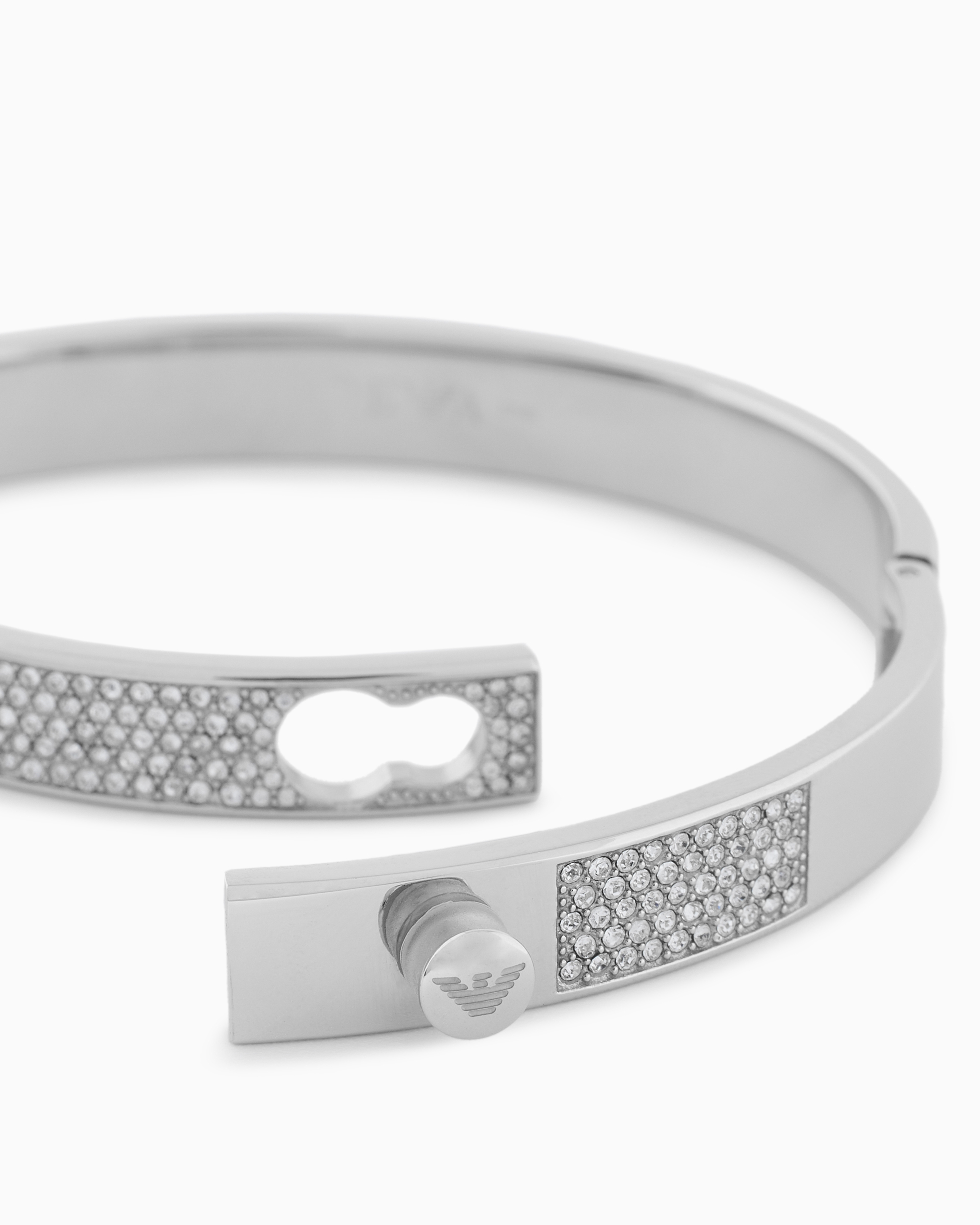 EMPORIO ARMANI STAINLESS STEEL WITH CRYSTALS SETTED BANGLE BRACELET 