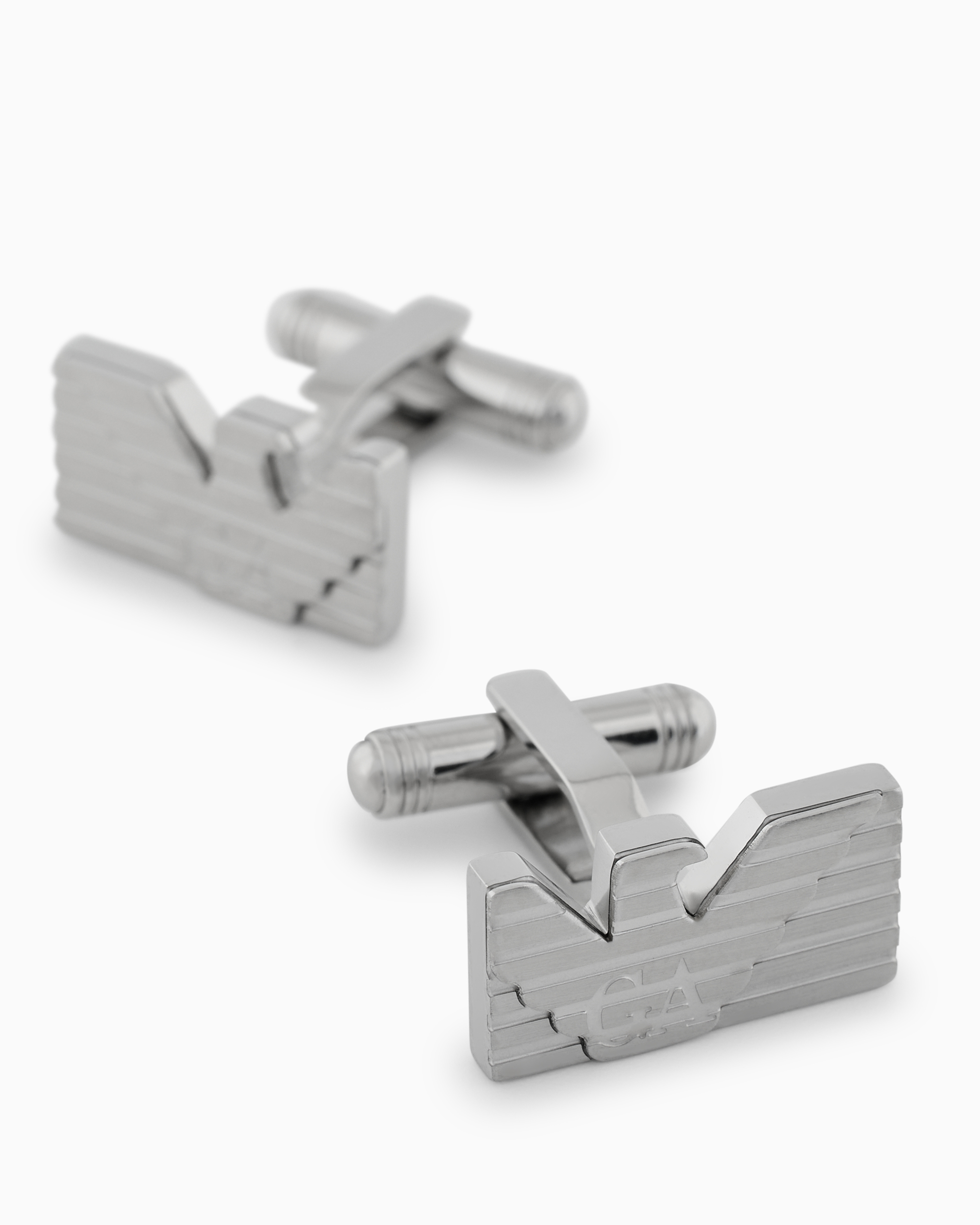 Shop Emporio Armani Stainless Steel Cufflinks In Multicoloured