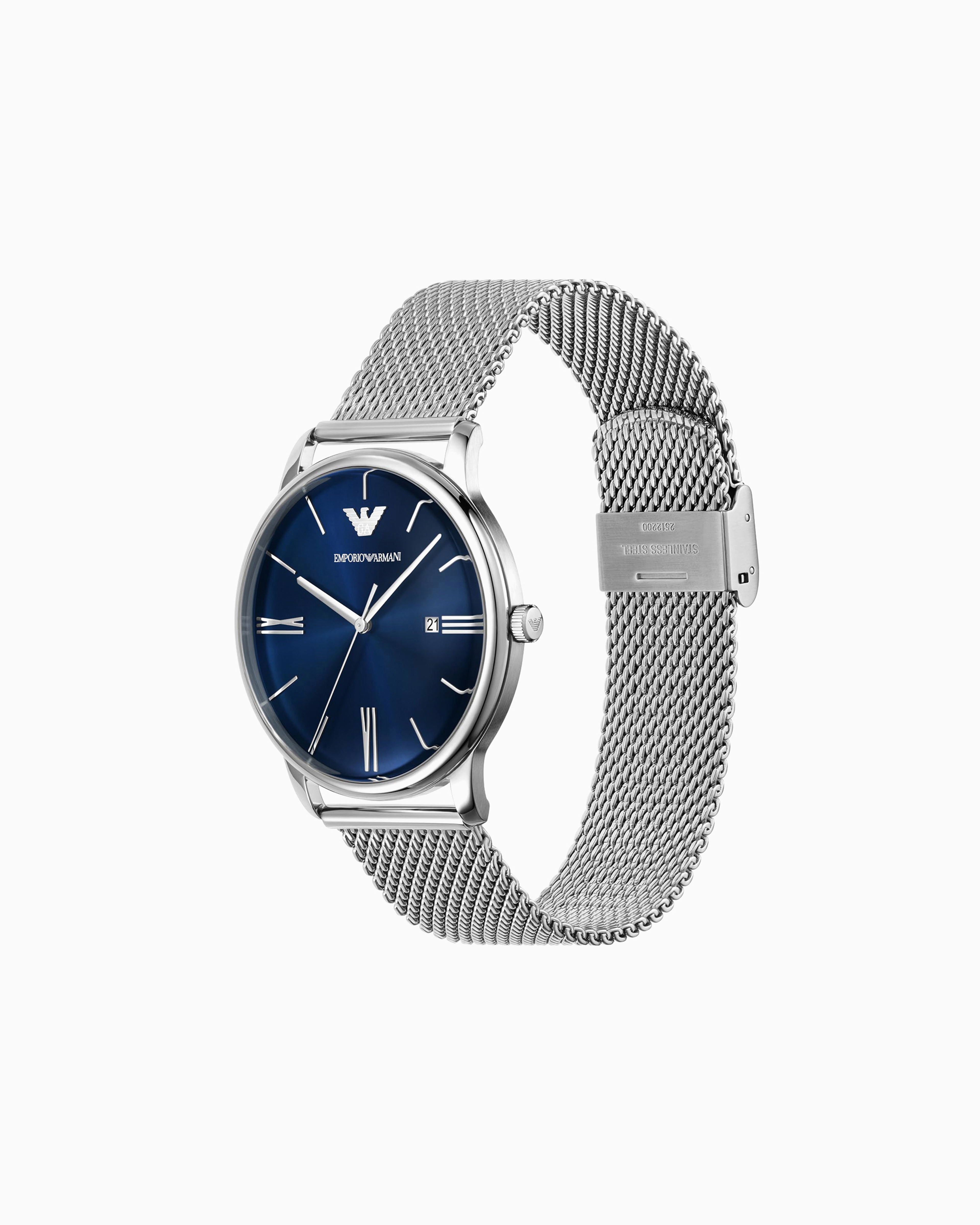 Emporio Armani Official Store Three-hand Date Stainless Steel Mesh Watch